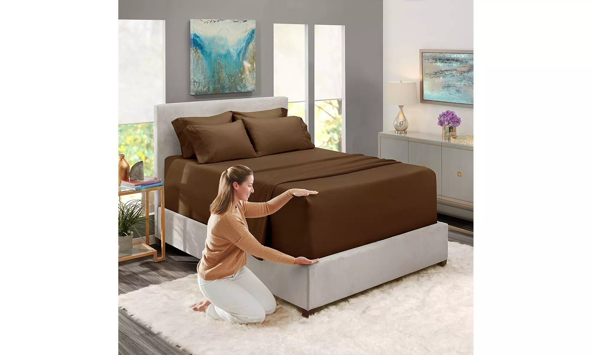 Hearth & Harbor Extra Deep Pocket Sheet Set - Microfiber Bed Sheets - 24" Depth