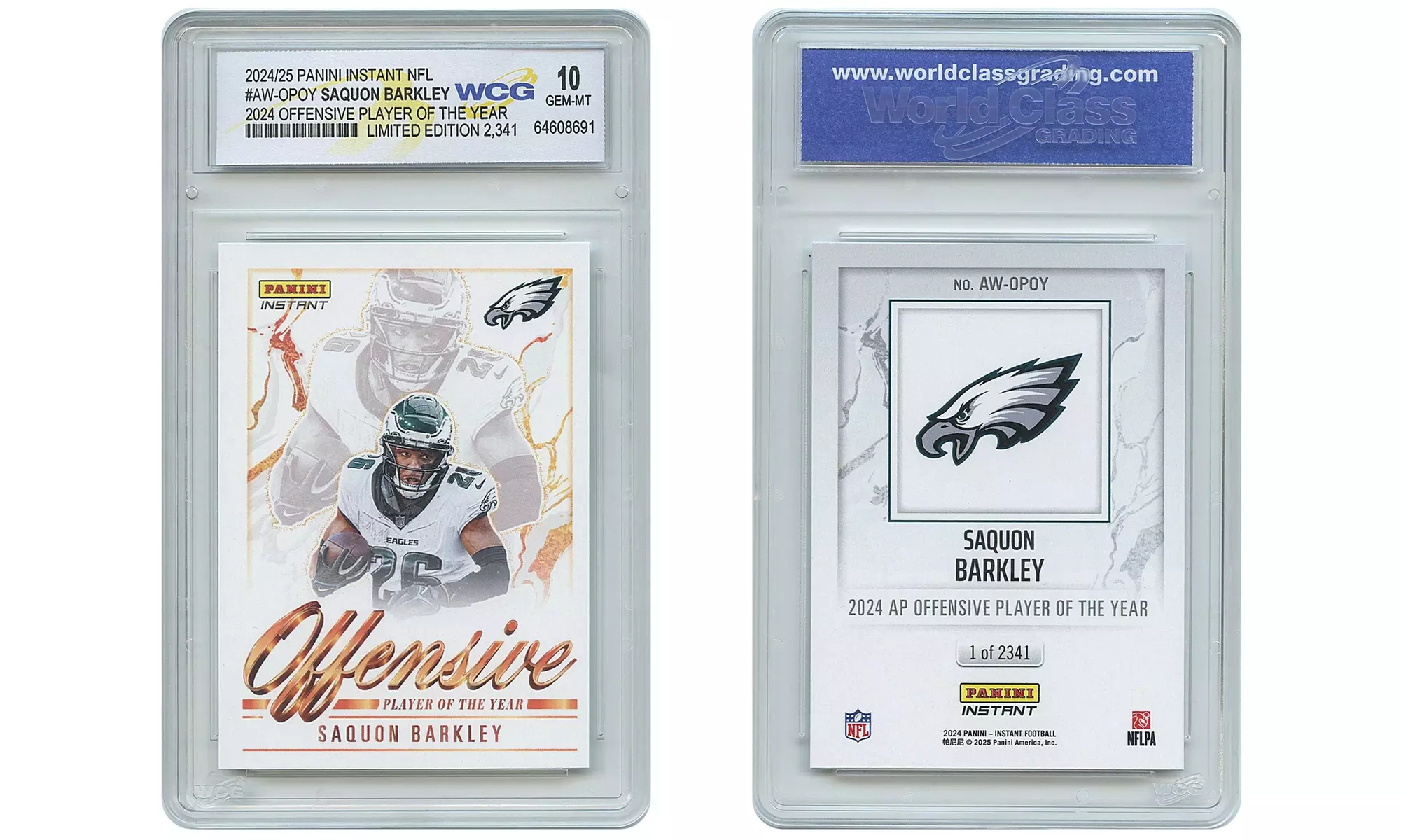 2024 Panini SAQUON BARKLEY NFL Offensive Player of Year Card Eagles Gem Mint 10