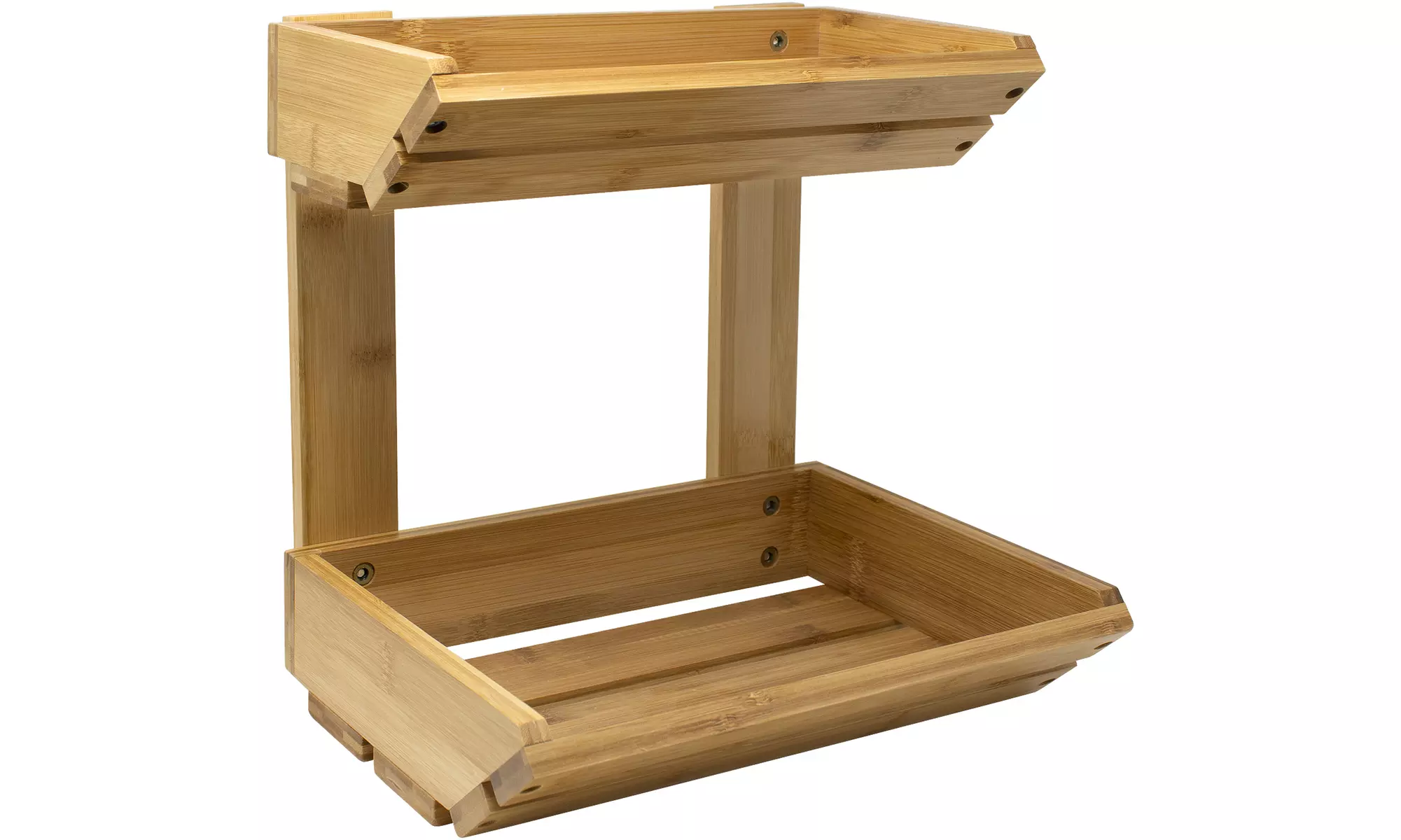 Sorbus Bamboo Fruit Basket Counter Stand - 2-Tier Kitchen Bread Display Holder - Second Medium
