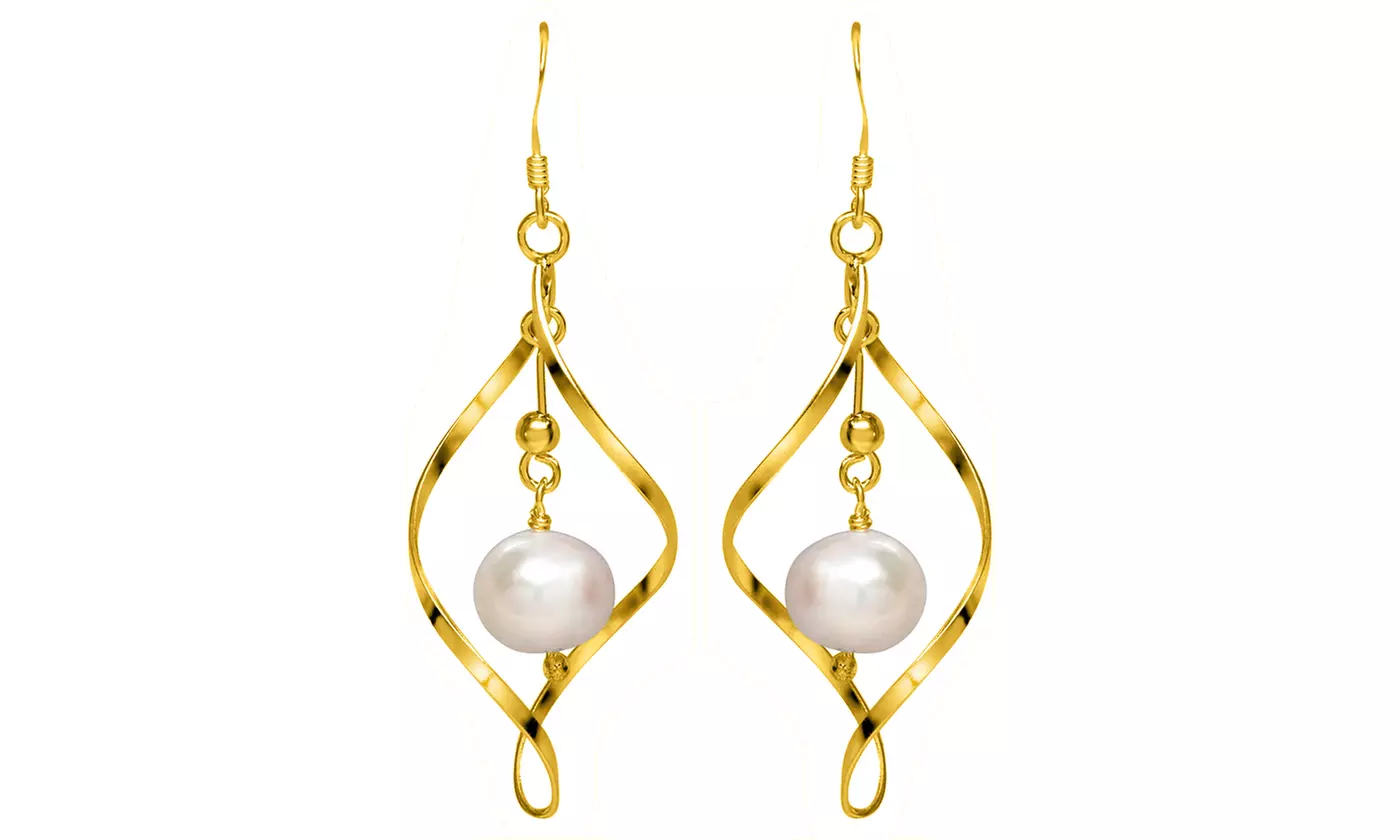 Freshwater Pearl Dangle Earrings in Sterling Silver