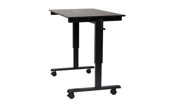 Luxor Sc 48 Bk Bo 1pk Crank Stand Up Desk Black Oak W Luxor Sc 48 Bk Bo 1pk Crank Stand