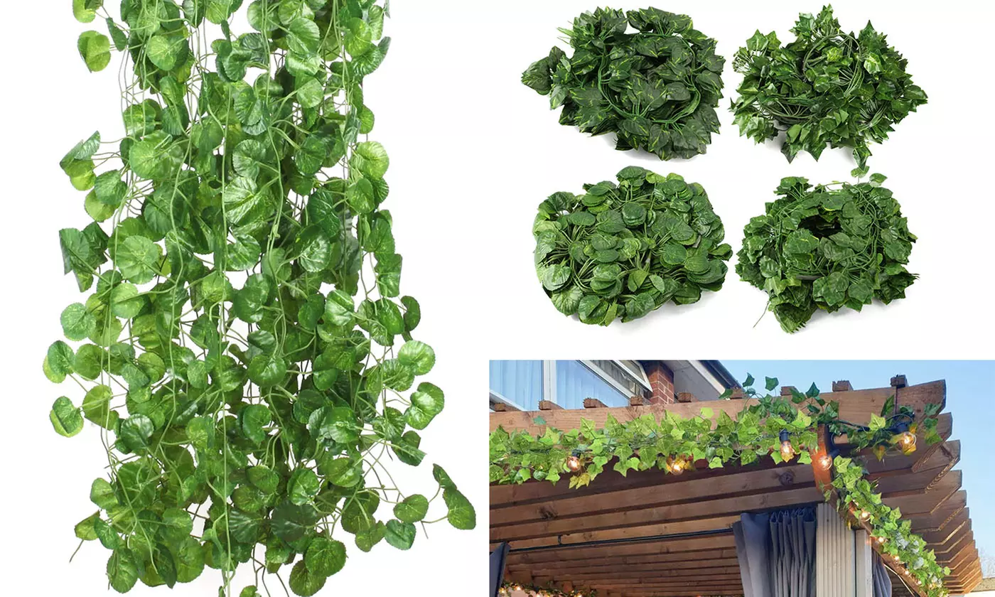 12Pcs Artificial Hanging Plants Fake Leaves Greeny Chain Wall Room Garden Decor