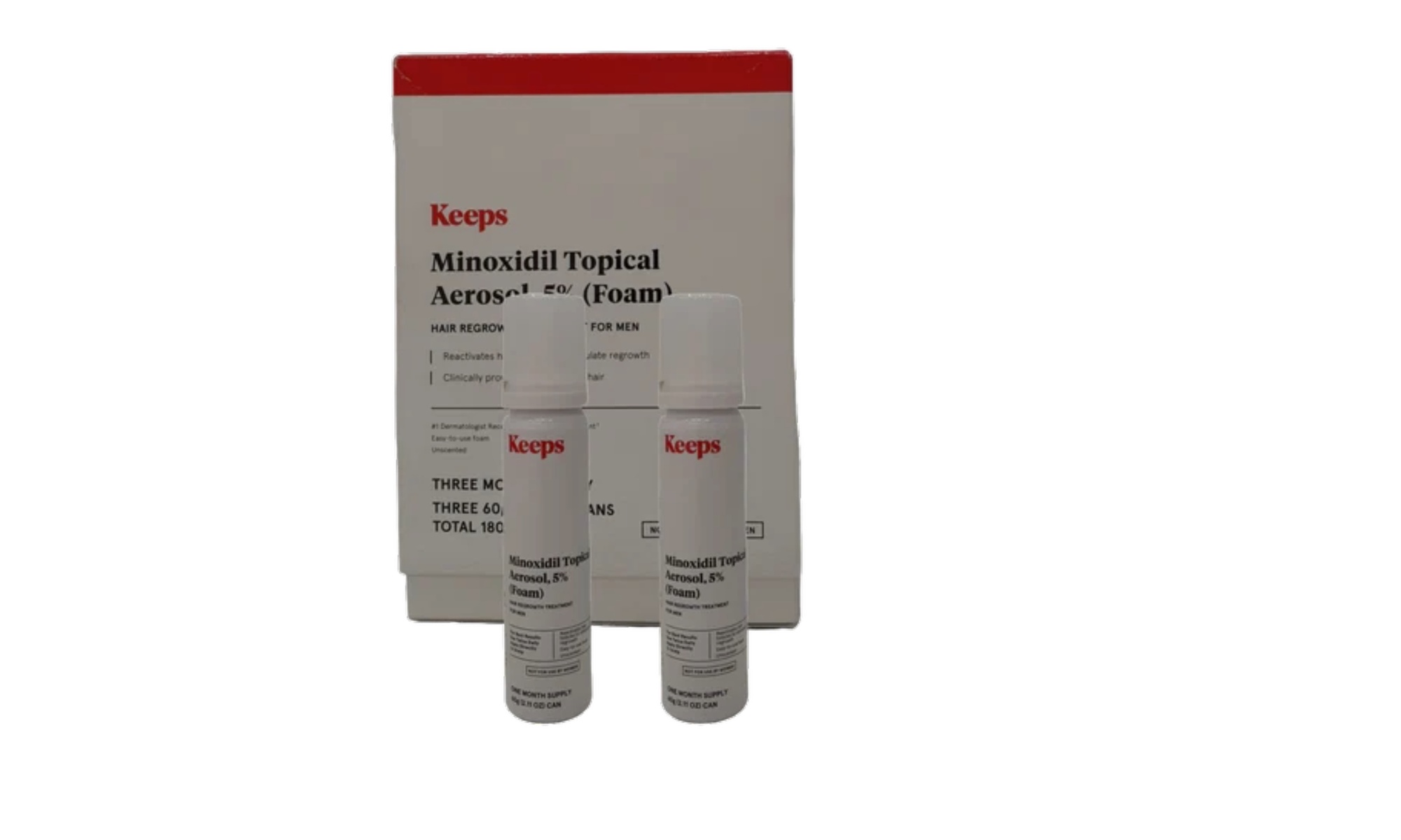 Keeps Extra Strength Minoxidil for Men Topical Aerosol Foam 5%, Hair Growth 