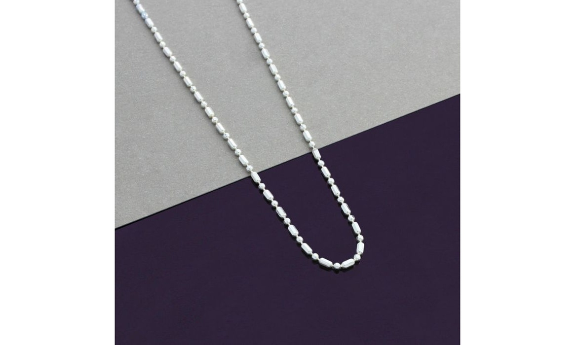 Italian Made Sterling Silver 16"-24" Diamond Cut Bead 1 And1 Chain Necklace