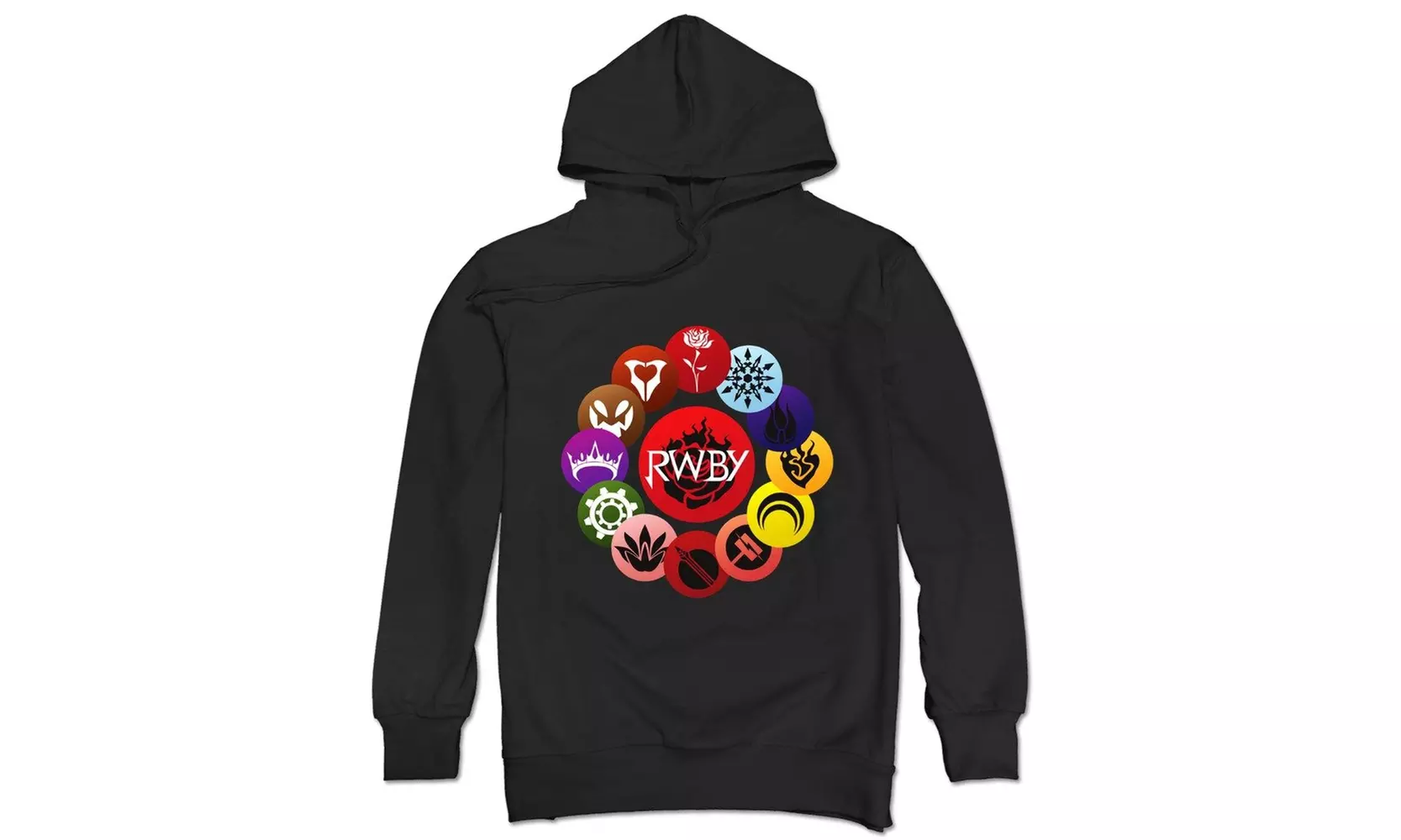Cool RWBY Crescent Sky Ruby Rose Logo Men's Hood Sweatshirt Black - Primary Image