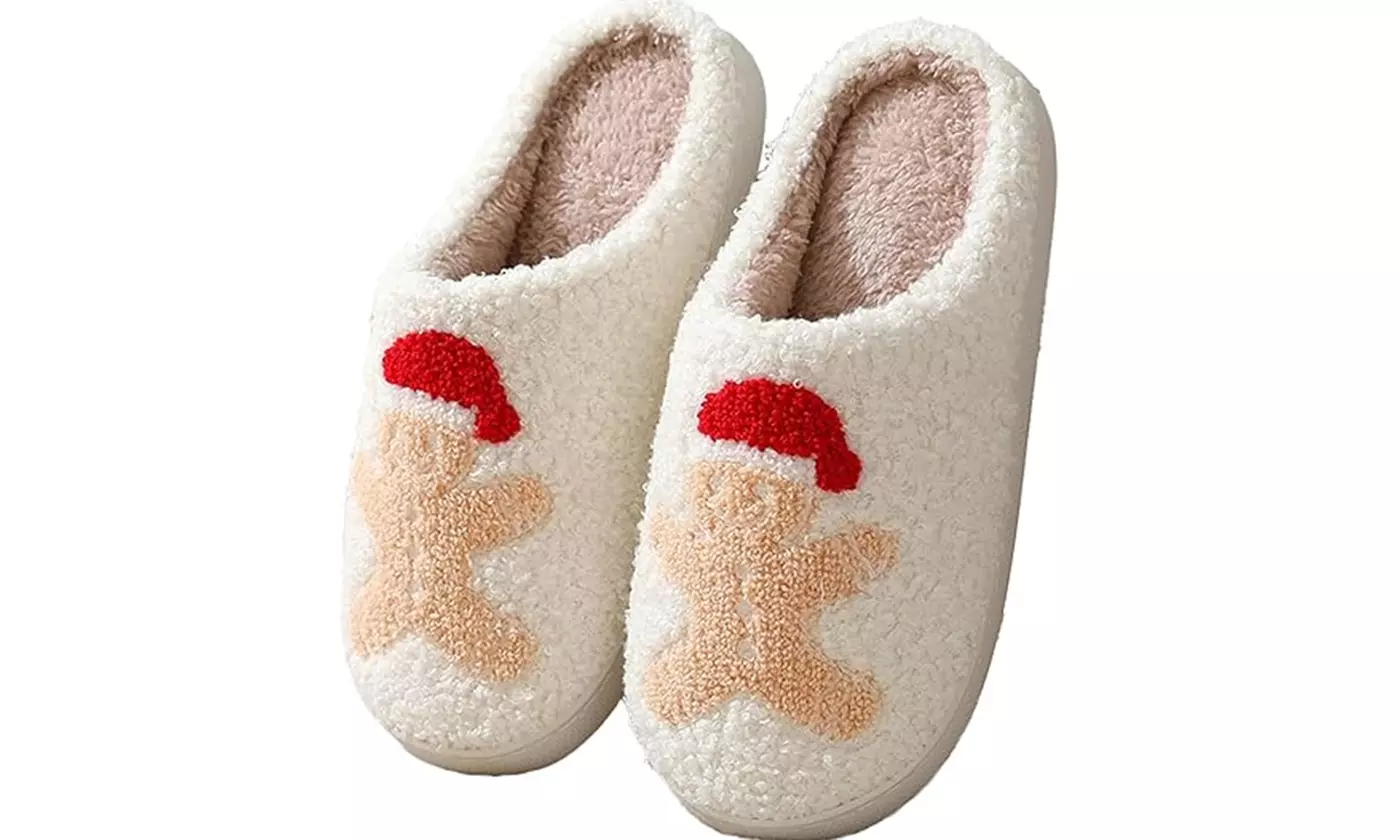 Cute Christmas Slippers for Women Warm Plush House Shoes