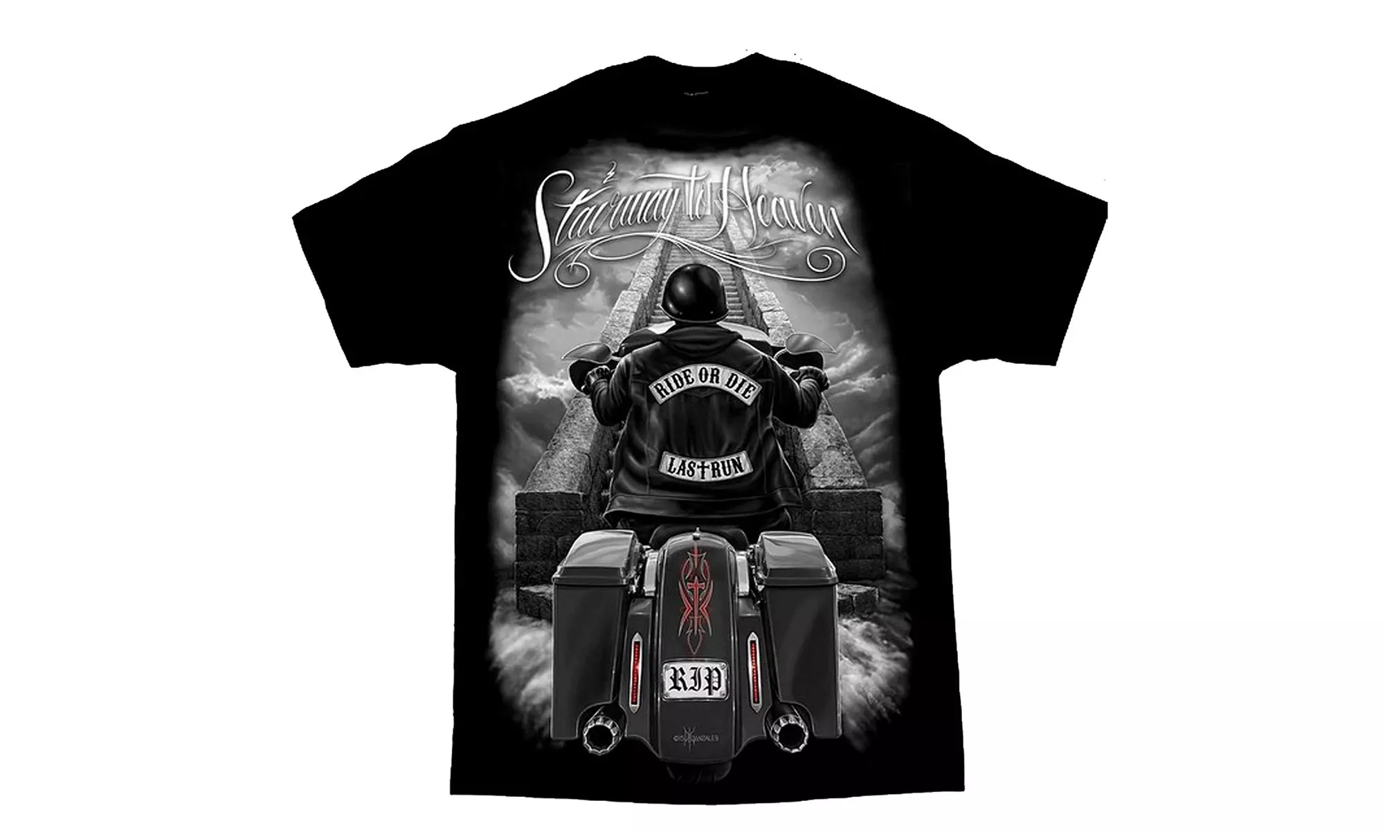 Men's David Gonzales Art DGA Stairway to Heaven Ride Or Die T Shirt - Primary Image