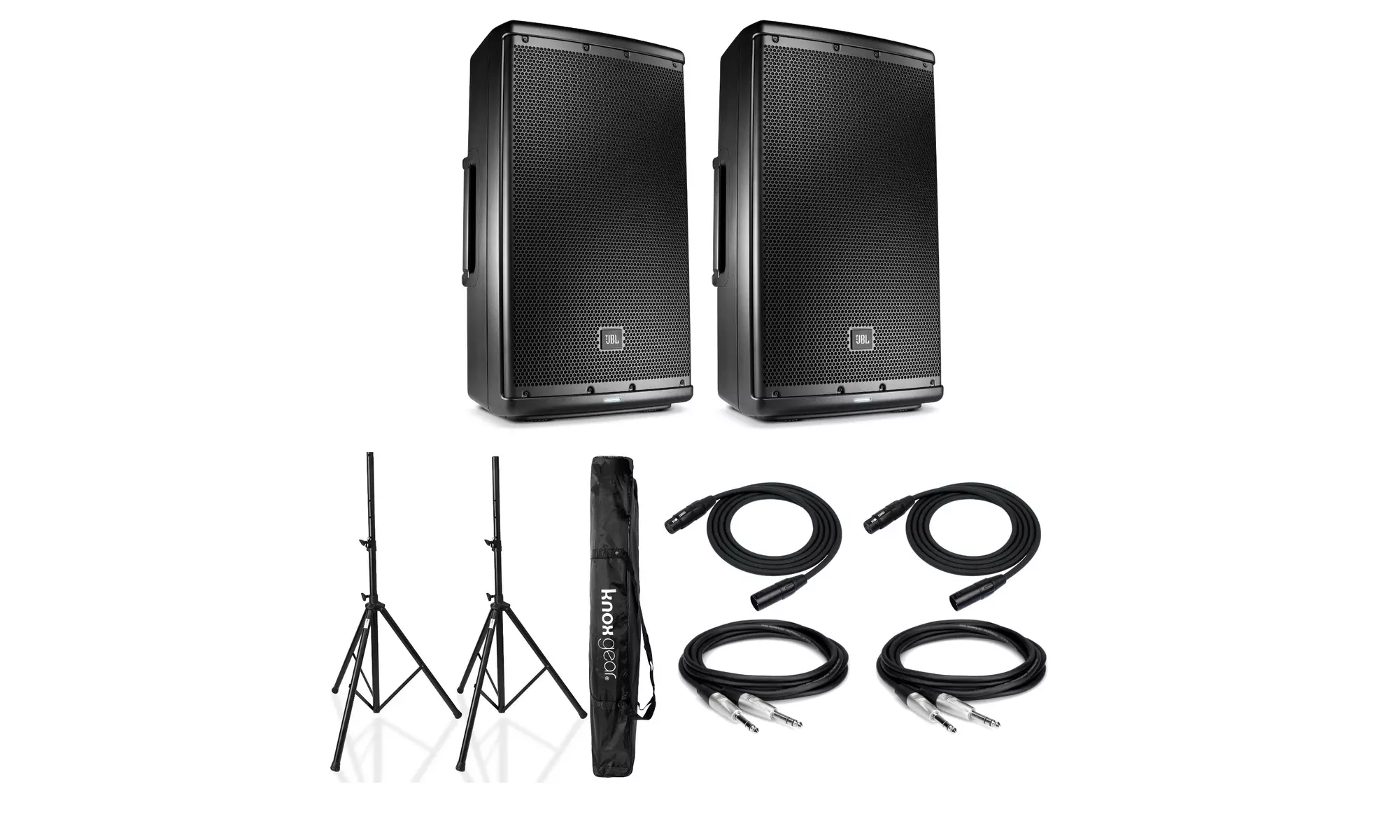 JBL EON612 Speaker Sound System Pair with Heavy Duty Speaker Stands and Cables - Primary Image