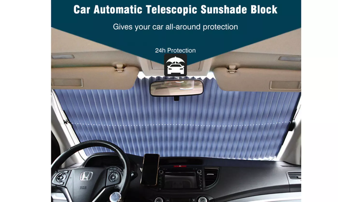 Visor Retractable Front Window Windshield Sun Shade SUV (27x70 inches) - Second Medium