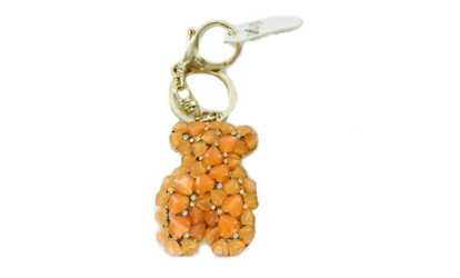 image for Jeweled Rhinestone Gold-Plated Key Ring, Keychain, Bag Charm - Bear