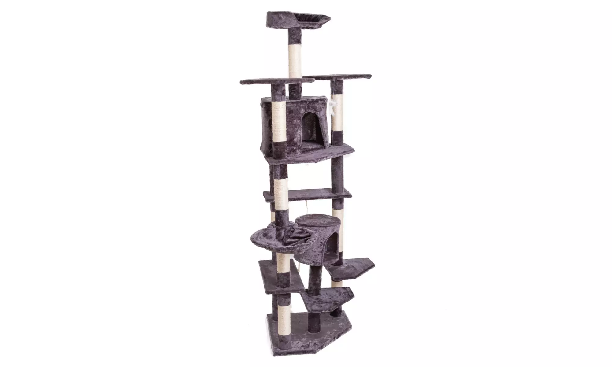 80" Solid Cute Sisal Rope Plush Cat Climb Tree Cat Tower Gray - Second Medium