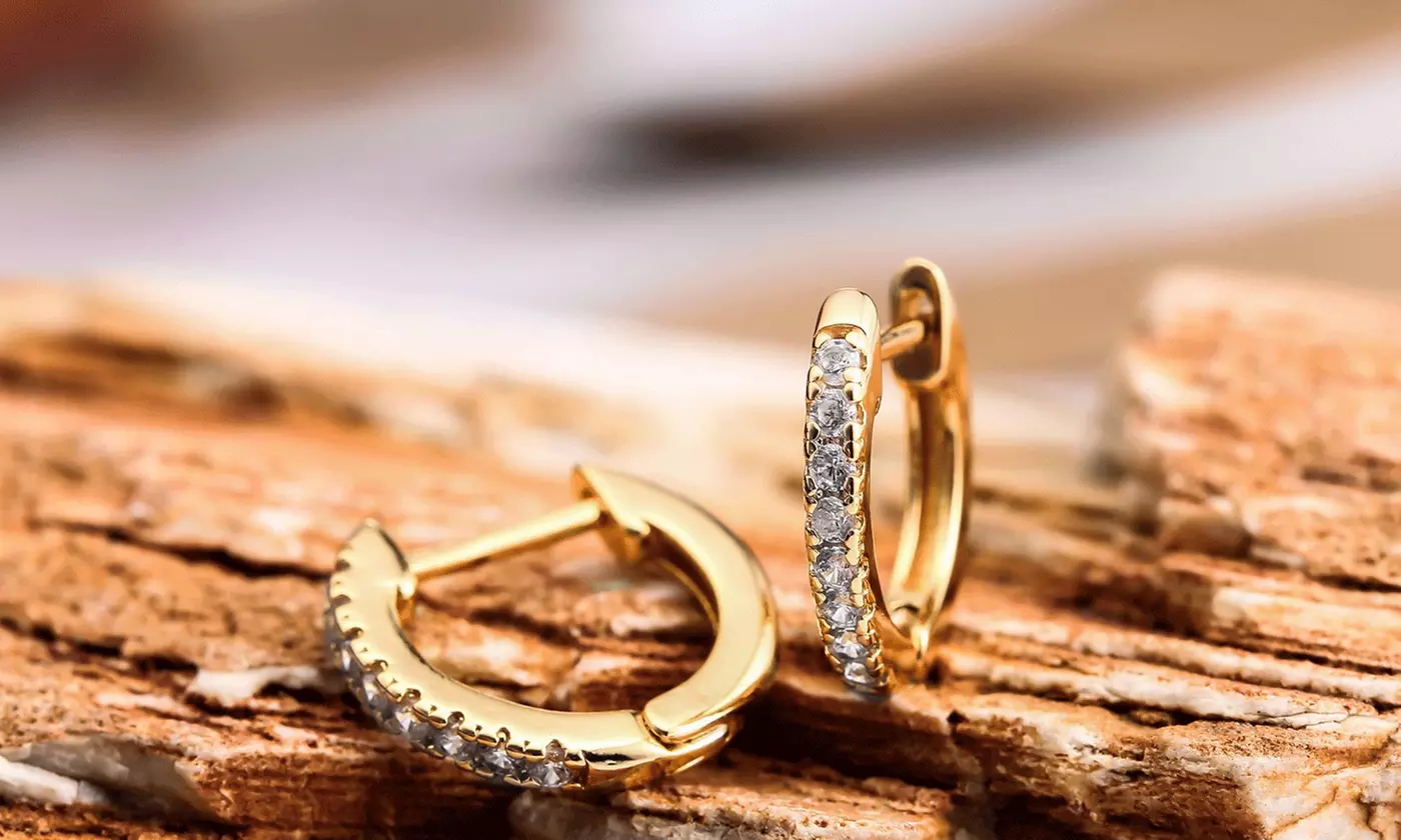 Gold Plated Encrusted Hoop Earrings Made With Swarovski Crystal