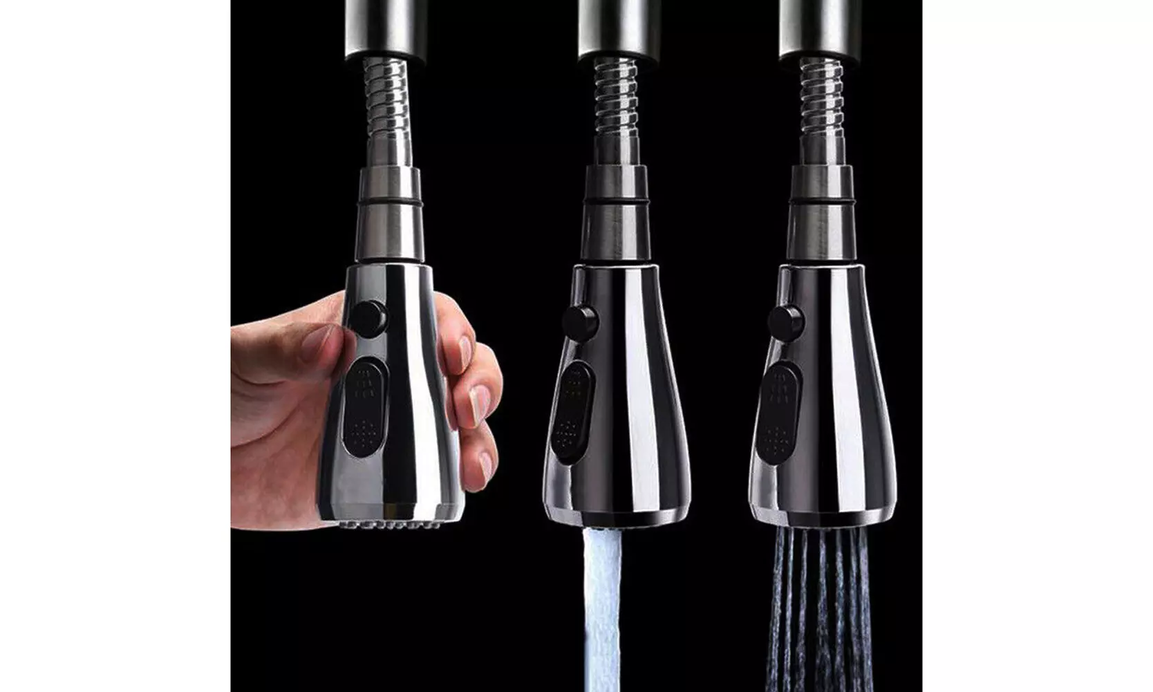 US 1-2 Pack Kitchen Faucet Spray Head 3-Mode Pull Down Out Nozzle Sprayer Parts