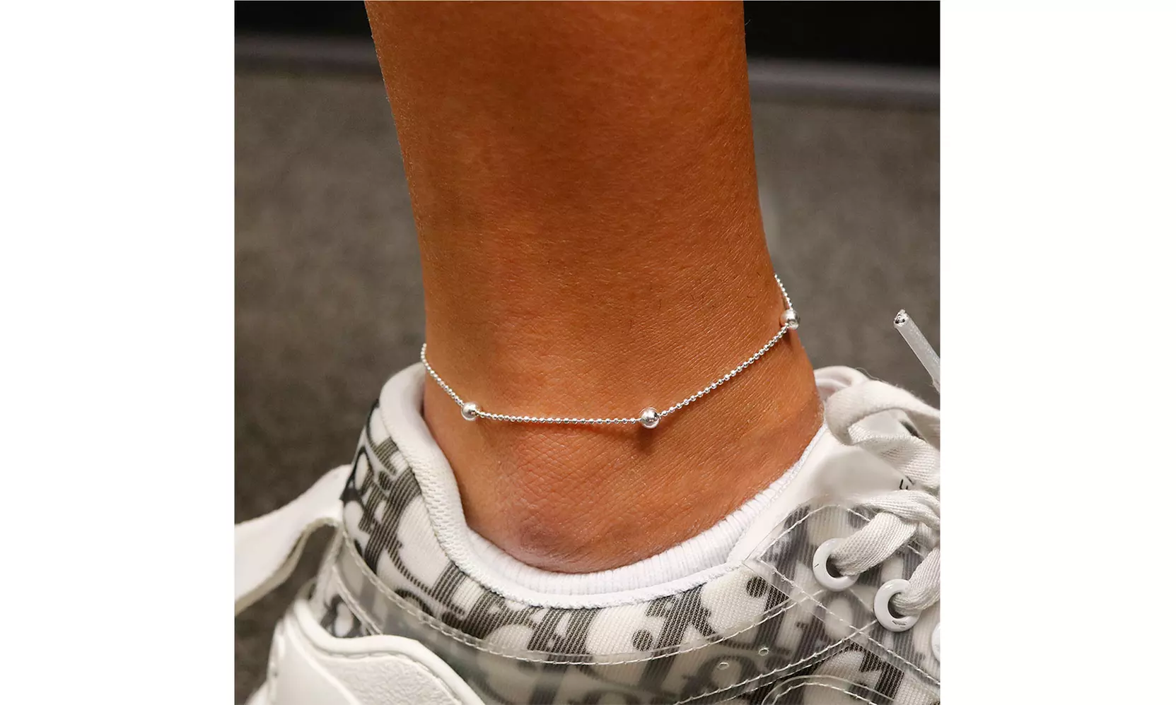 Italian Sterling Silver Beaded Anklets 