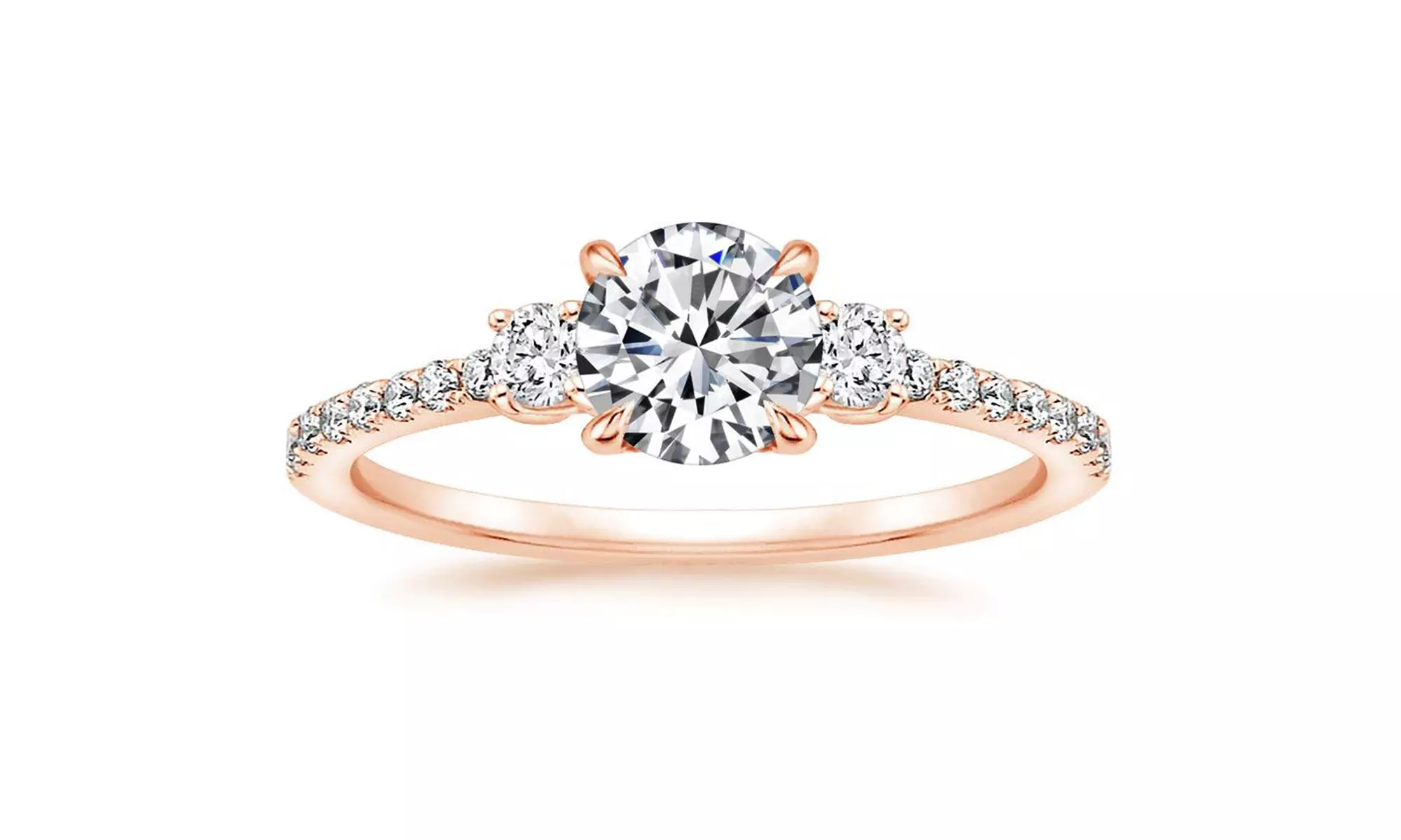Sterling Silver Round-cut Swarovski, Crystal studded 3 Stone plus Ring for Women