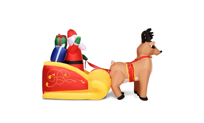 Image 9: 7 Ft Waterproof Inflatable Double Deer w/ Sled Christmas Decoration