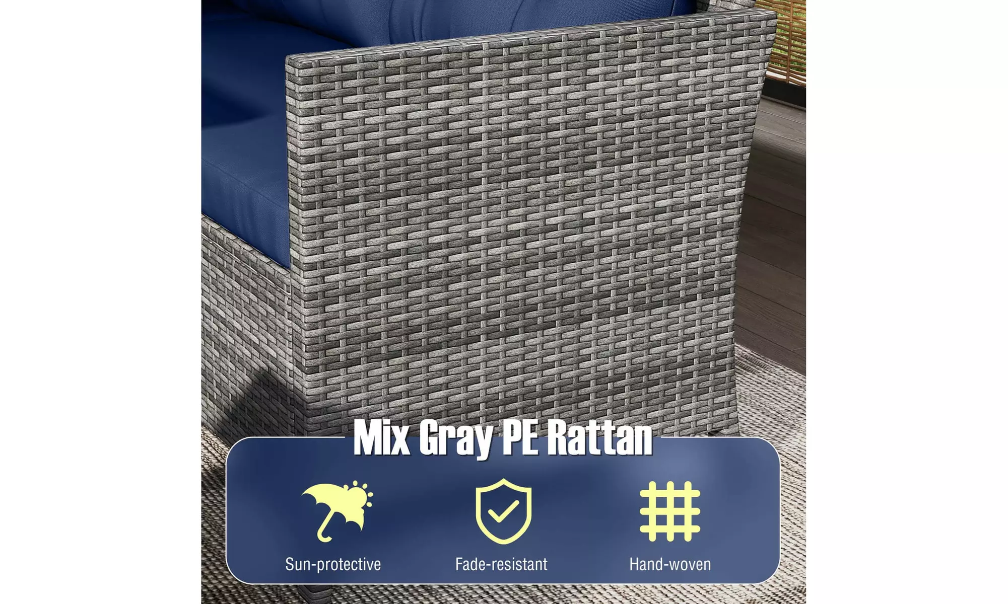 Costway 7-Piece PE Rattan Patio Dining and Sectional Sofa Set