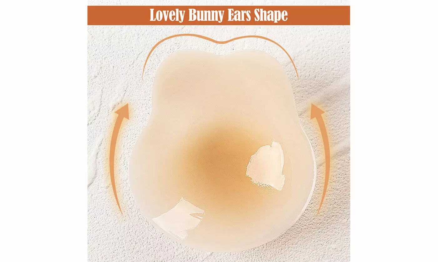 2 Pairs Bunny Ears Lift Sticky Push Up Adhesive Strapless Bras Nipple Covers