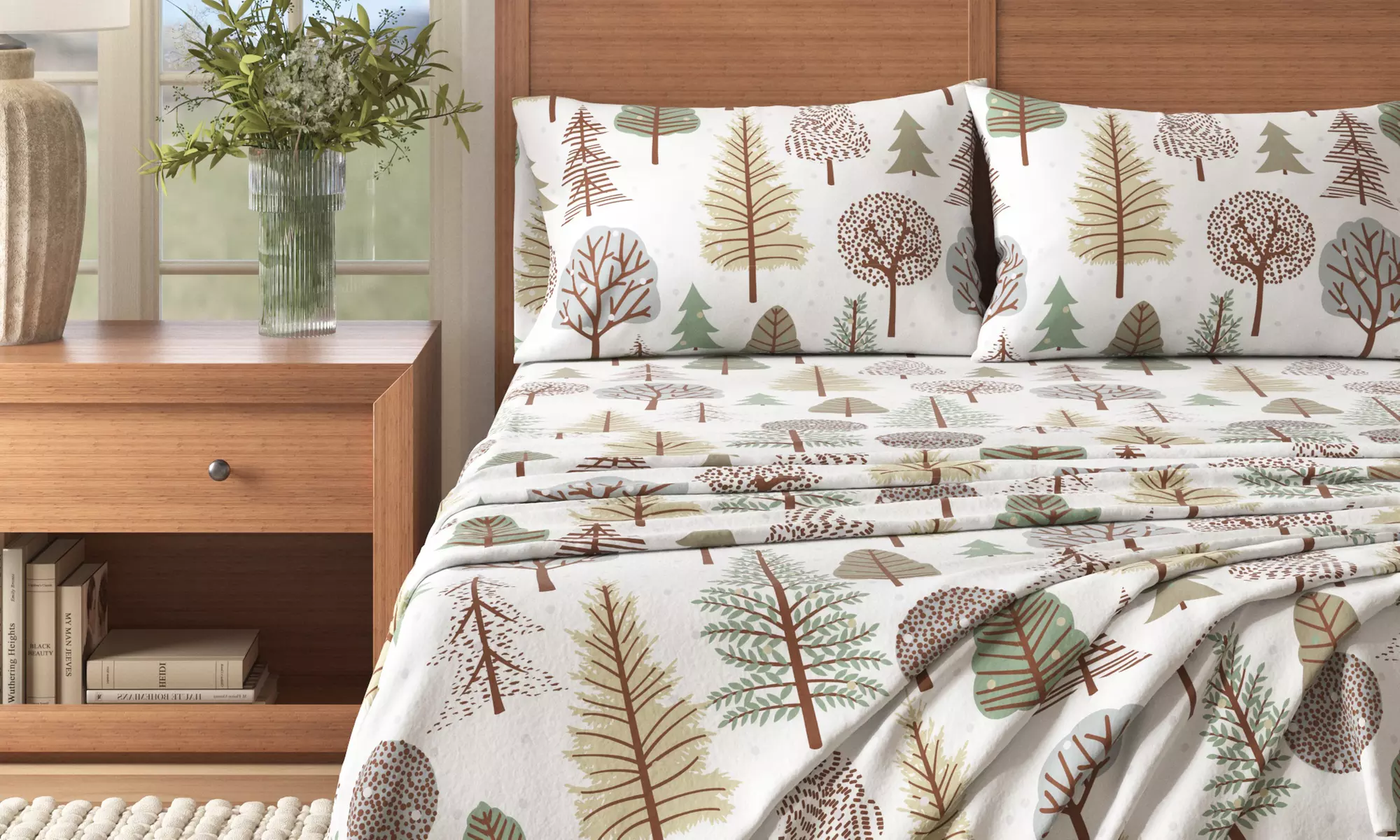 Nature Print Turkish Cotton Flannel Sheet Set