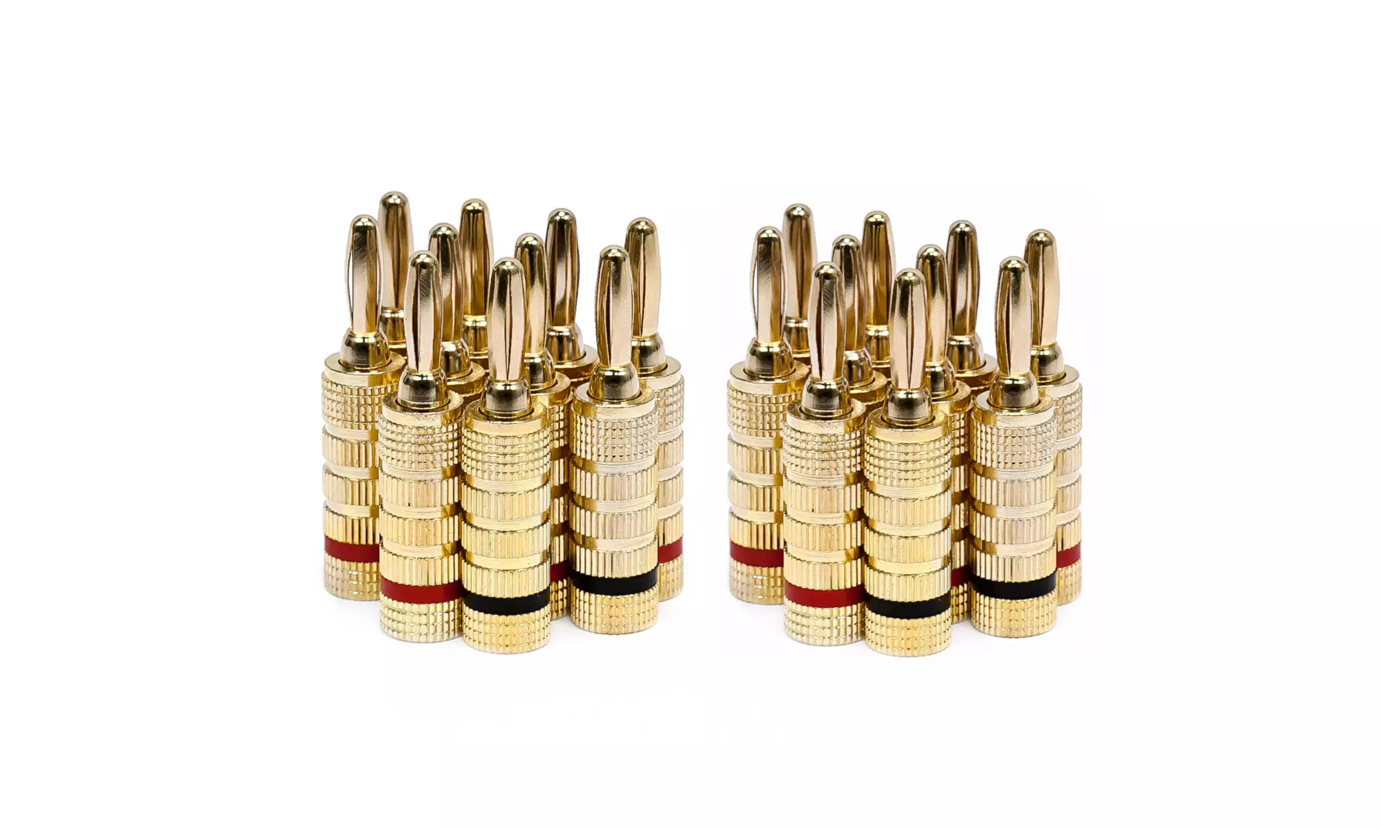 Monoprice 24k Gold Plated Speaker Banana Plugs, Closed Screw Type (10 Pairs) - Primary Image