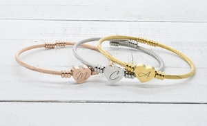 Heart Cable Initial Bracelet ...