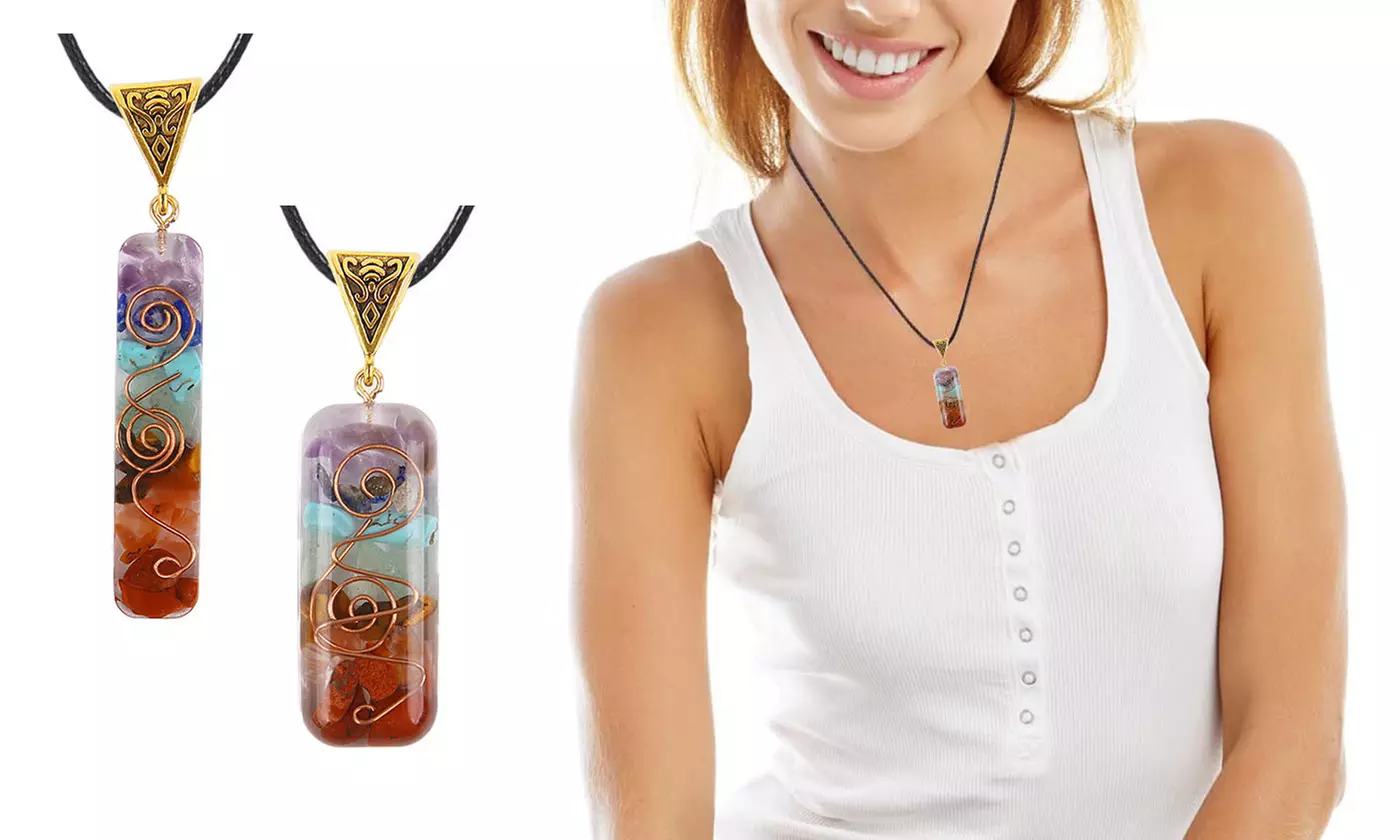 ItBelongs2U 7 Chakra Orgone Energy Healing Pendants Necklace Gift Set