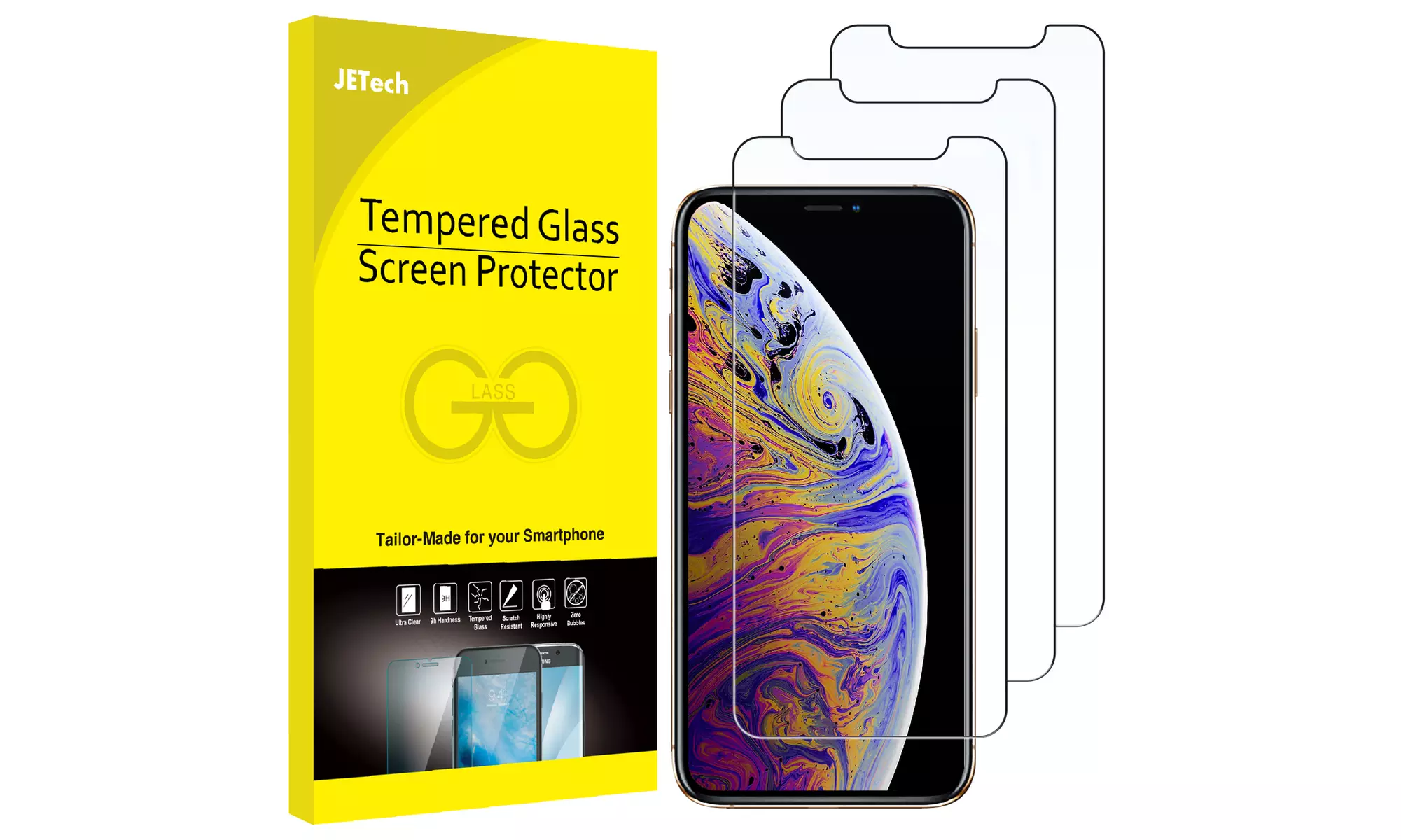 Tempered Glass Screen Protector-iPhone SE/5/5s, 6/6s/7/8, 6/6s/7/8 Plus, 3-Pack - Primary Image