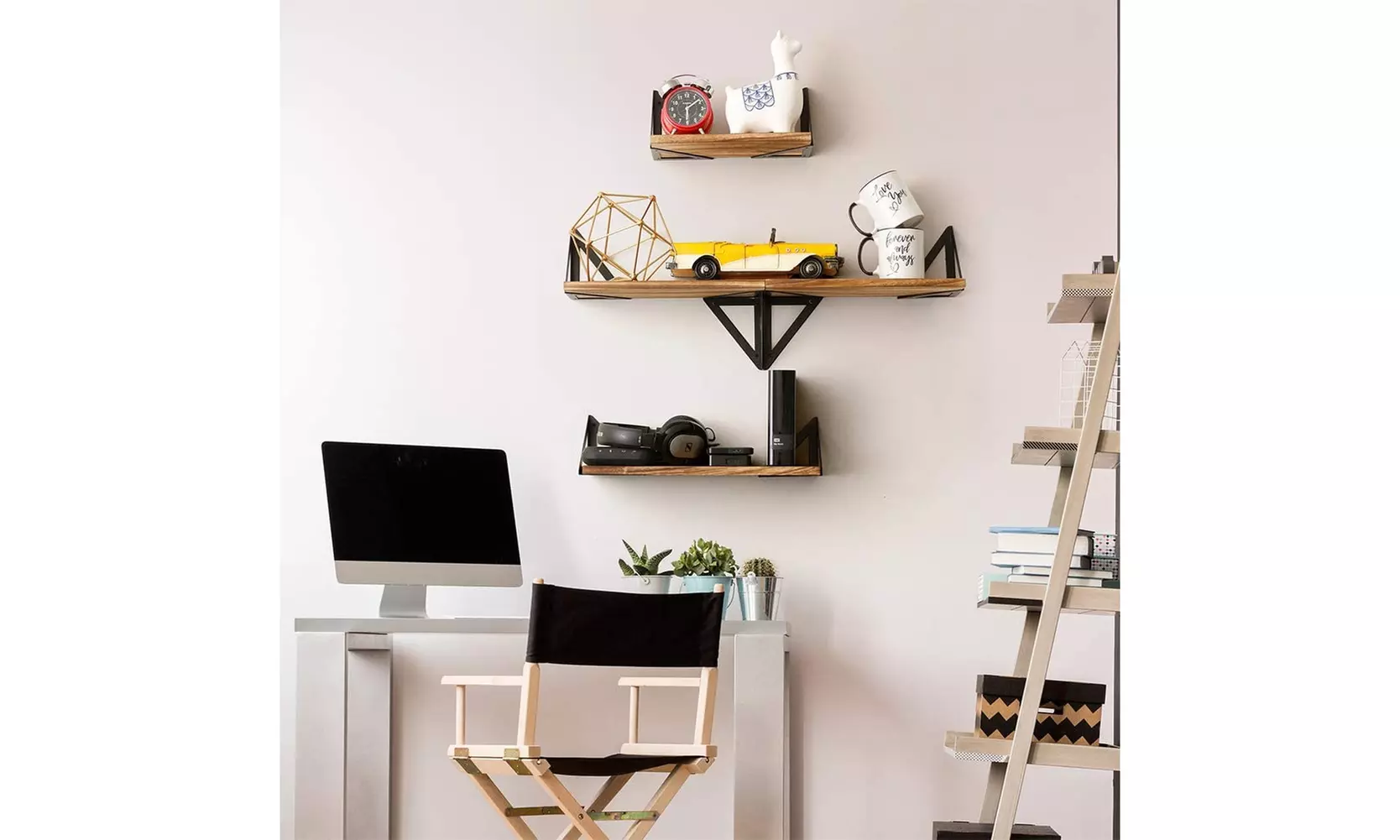3Pcs Floating Wood Wall Shelves - Primary Image