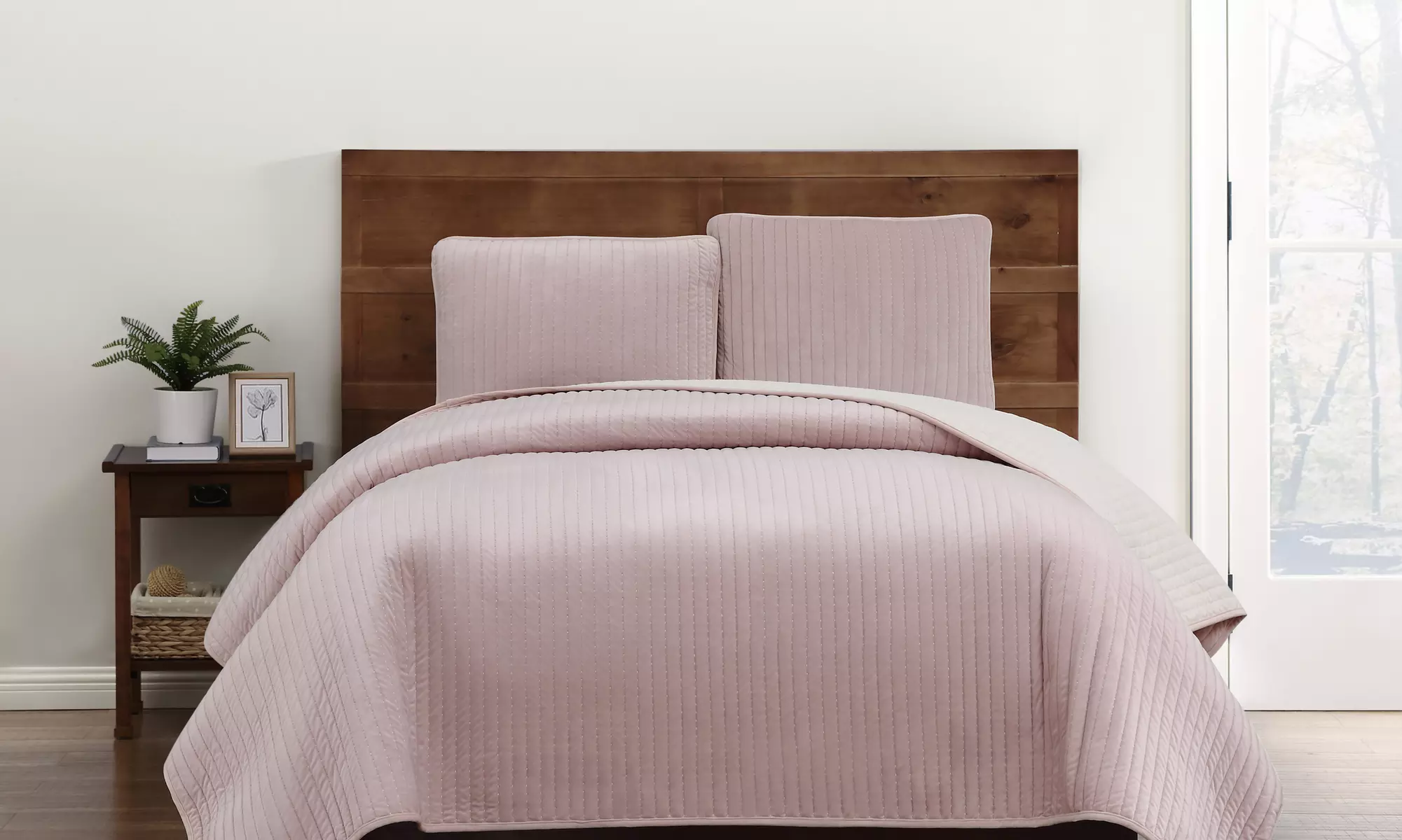 Pick Stitch Velvet Quilt Set - Primary Image