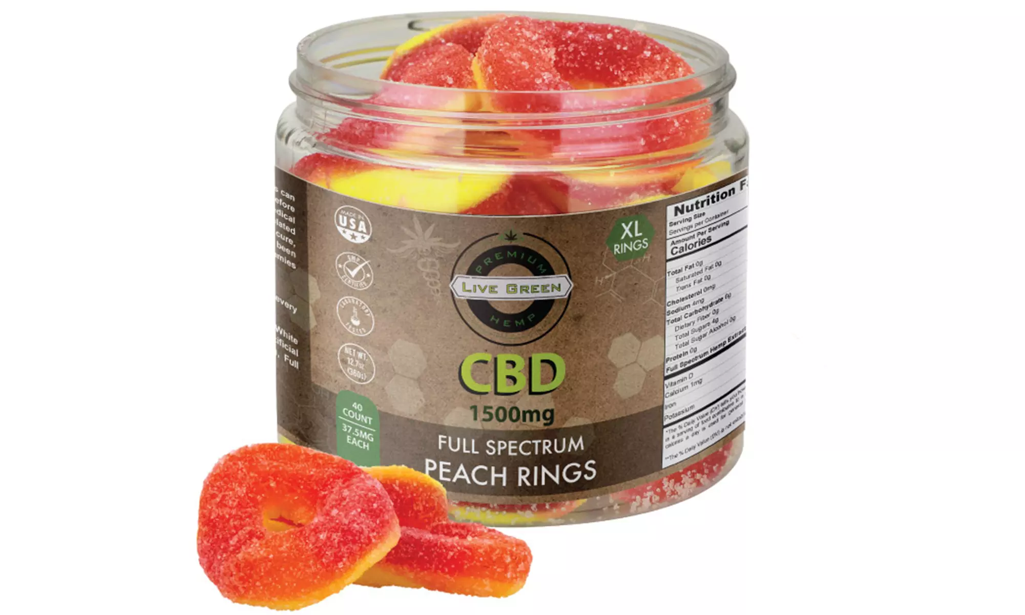 CBD Gummies Juicy and Tasty Full Spectrum (1500mg) from Live Green Hemp  - Second Medium
