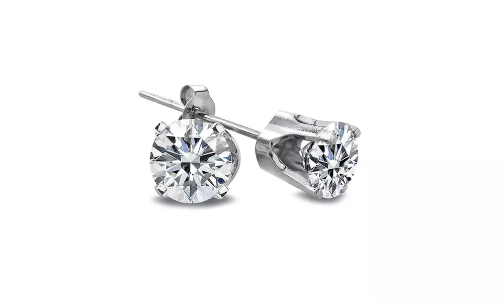1/4 Ct Round Diamond 14K White Gold Stud Earrings, H-I, I2-I3 - Primary Image
