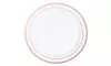 Juvale 50-Pack White Rose Gold Rim Wedding Plastic Plates Dessert Dinner Plates