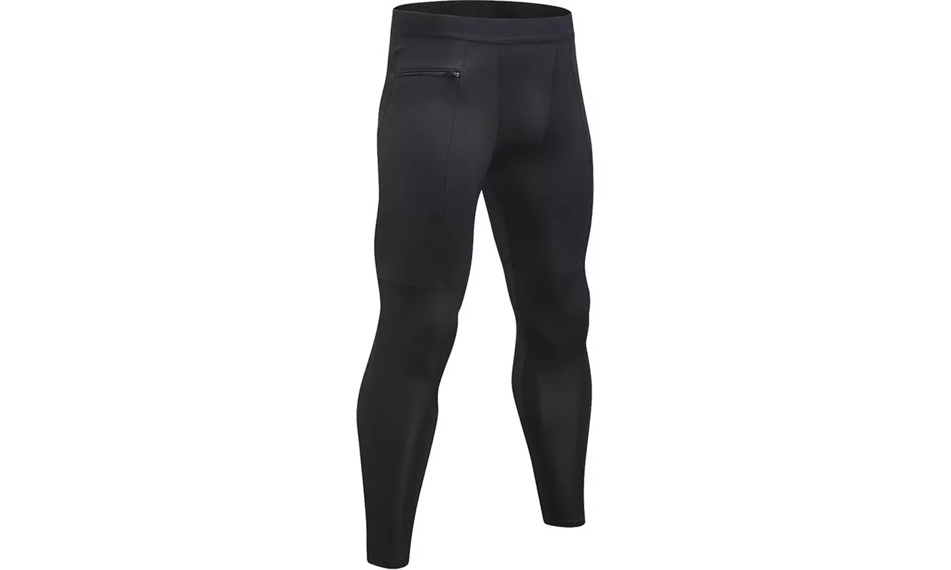 Men's Compression Pants Workout Athletic Leggings Running Gym Tights with Pocket