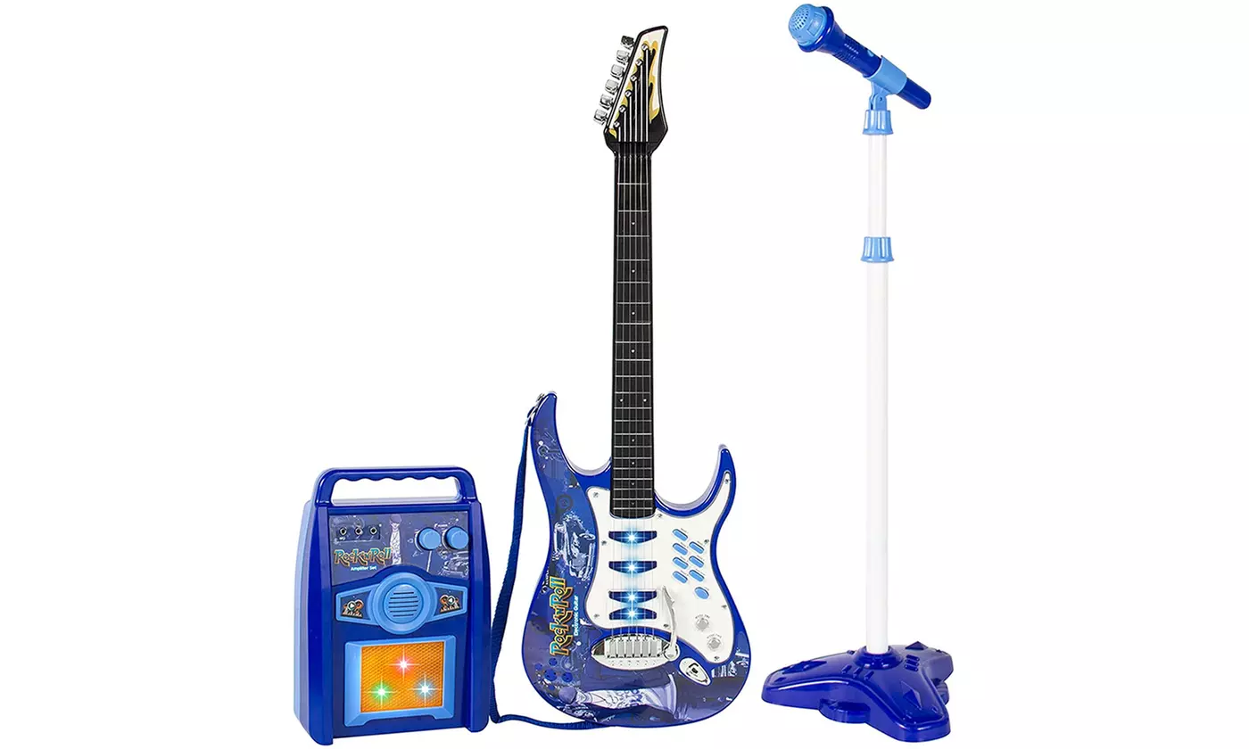 Kids Electric Guitar Play Set w/ Whammy Bar, Microphone, Amp, AUX - Primary Image
