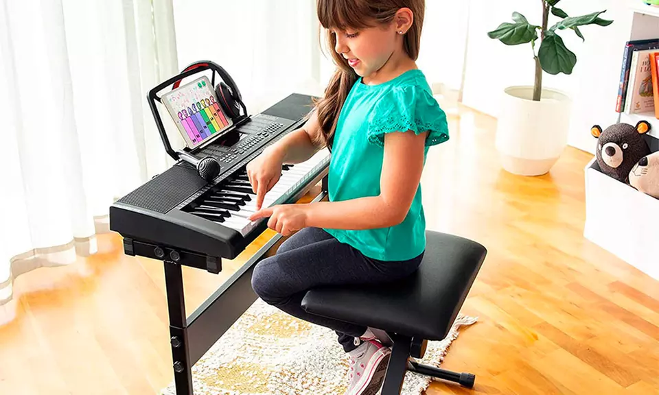 61-Key Beginners Kids Electronic Keyboard Piano Set - Second Medium