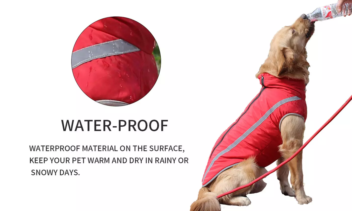 Waterproof Soft Fleece Lined Dog Vest Jacket Coat for Winter Outdoor Sports