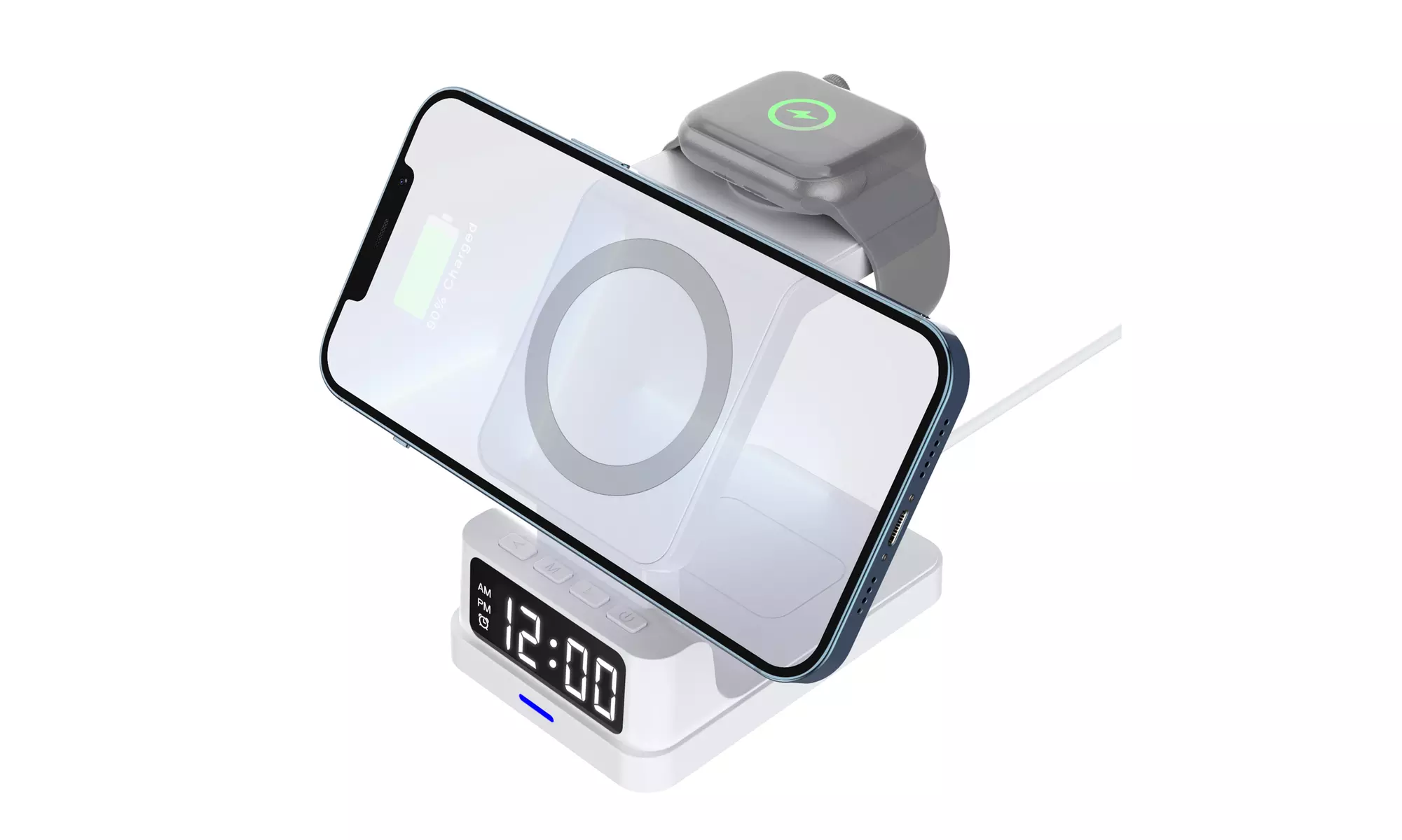 Zummy 4 in 1 Wireless 15W Magsafe Charger Stand W/ Digital Alarm Clock