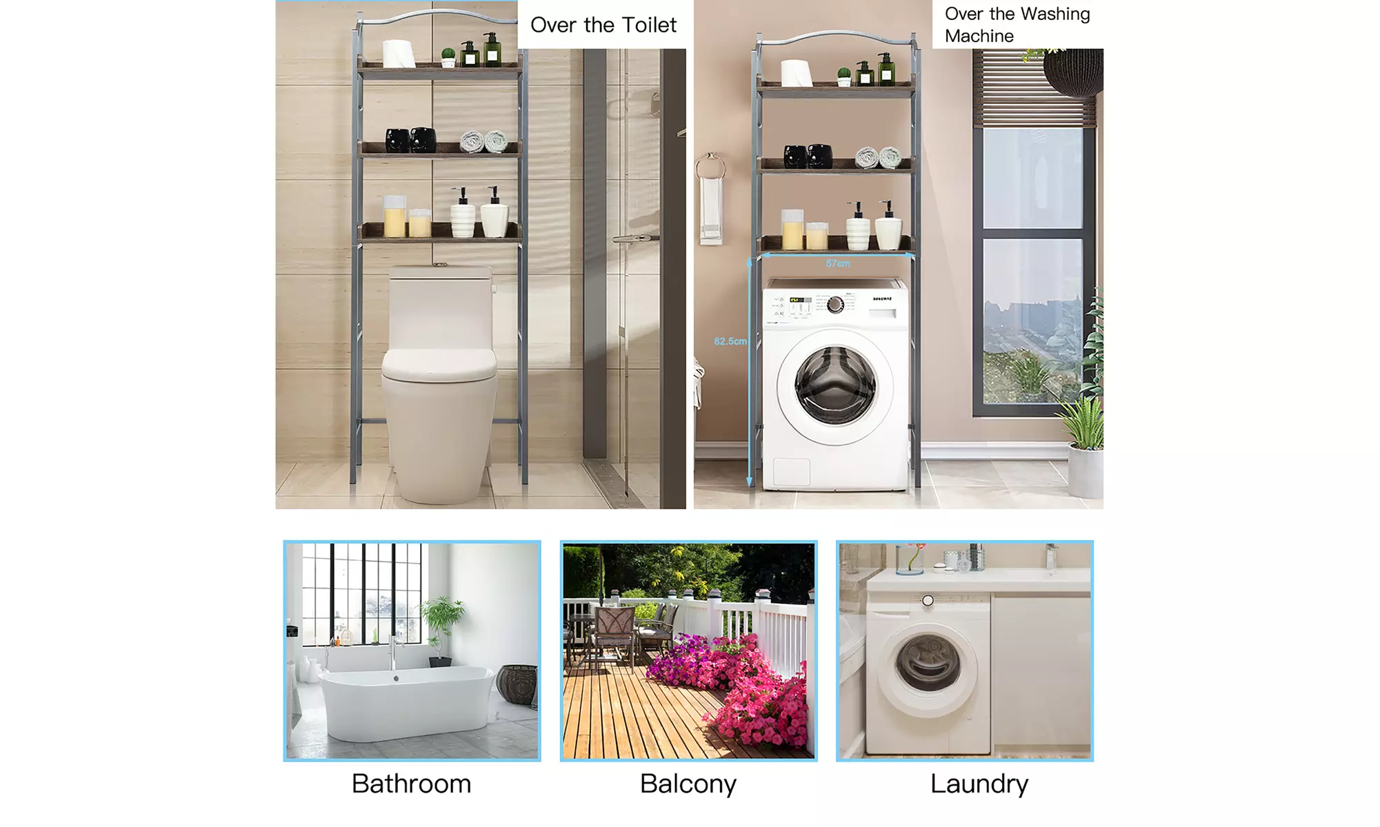 Costway 3-Tier Bathroom Spacesaver Storage Rack