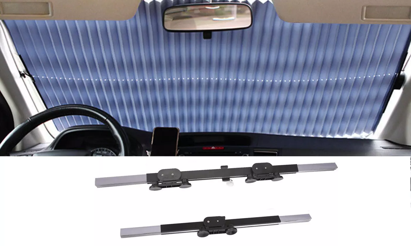 Visor Retractable Front Window Windshield Sun Shade SUV (27x70 inches) - Primary Image