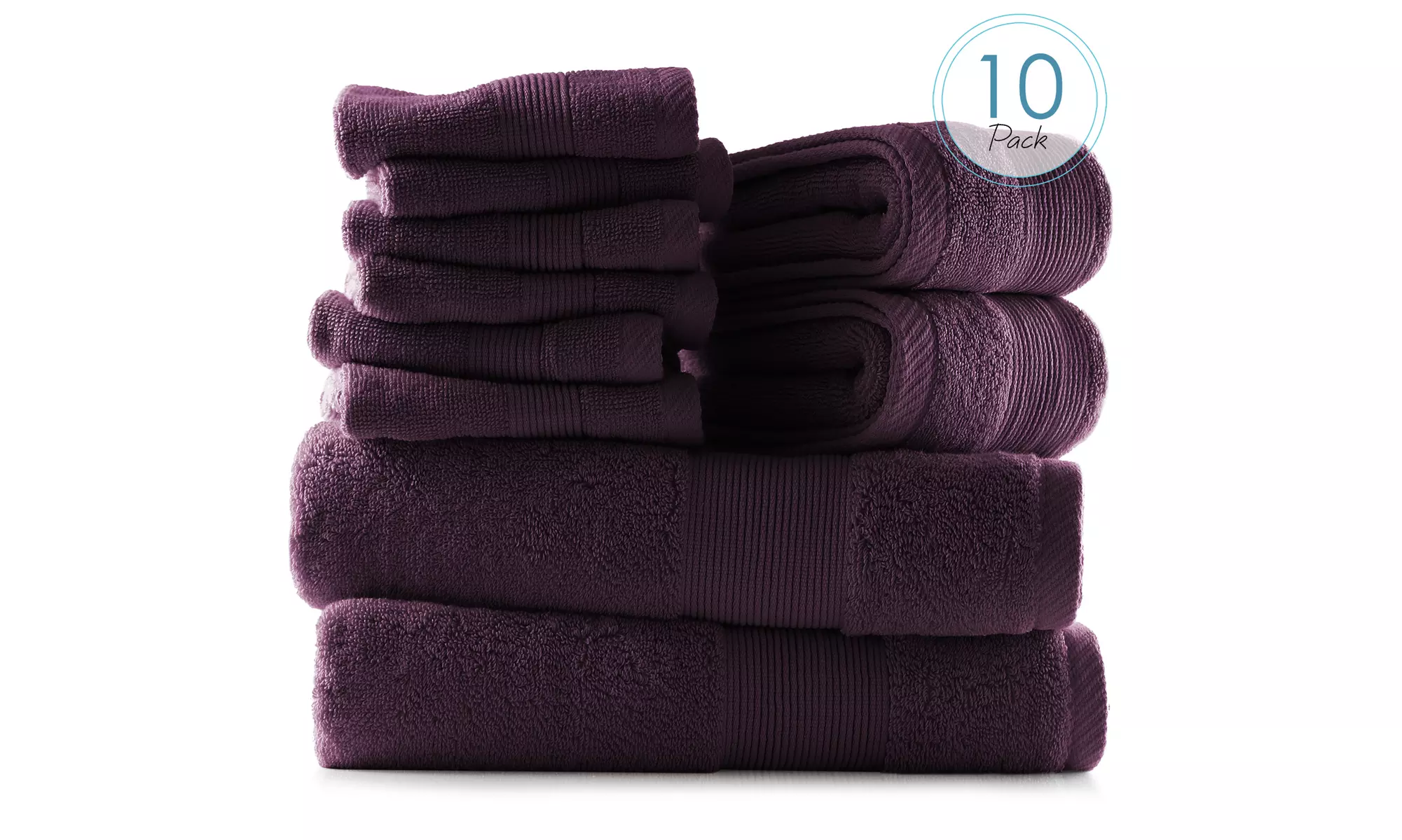 Hearth & Harbor Towels -100% Cotton Set of 10 ; 2 Bath, 2 Hand and 6 Washcloths