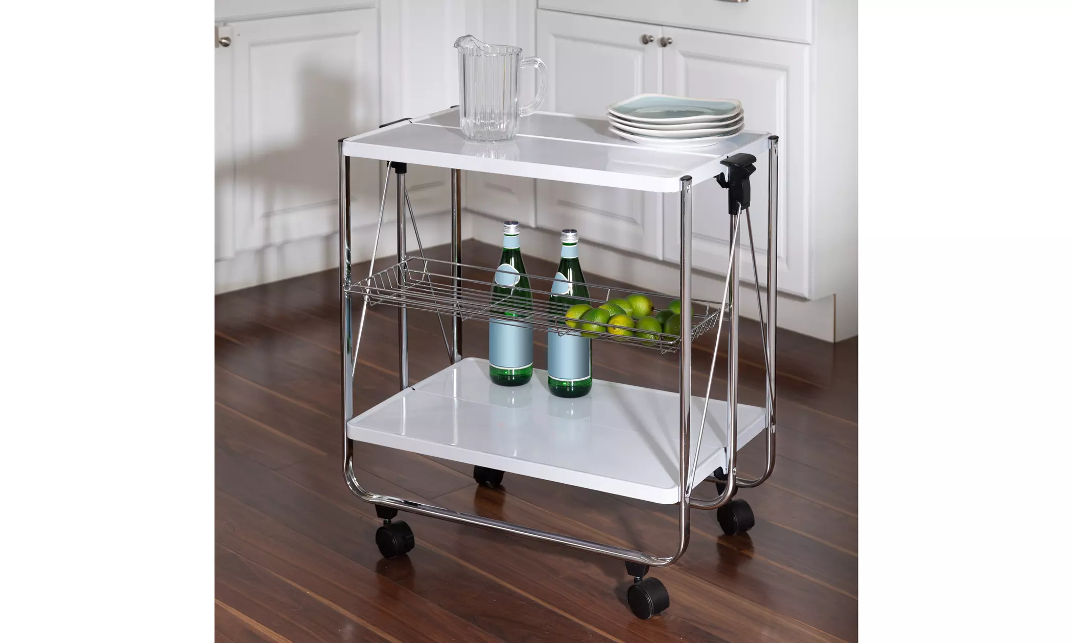 White Small Folding Kitchen Cart | Groupon Goods