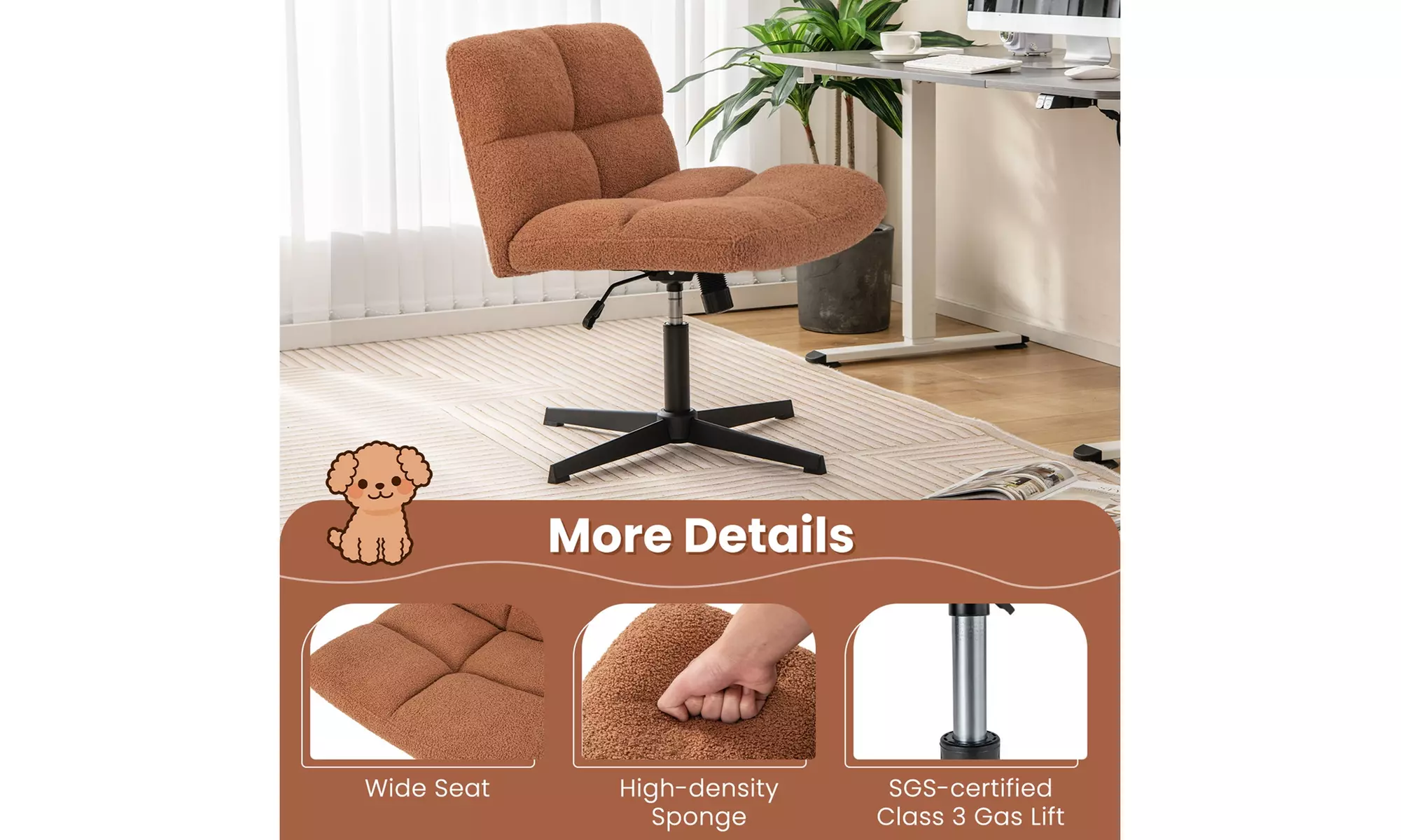 Costway Armless Swivel Office Chair