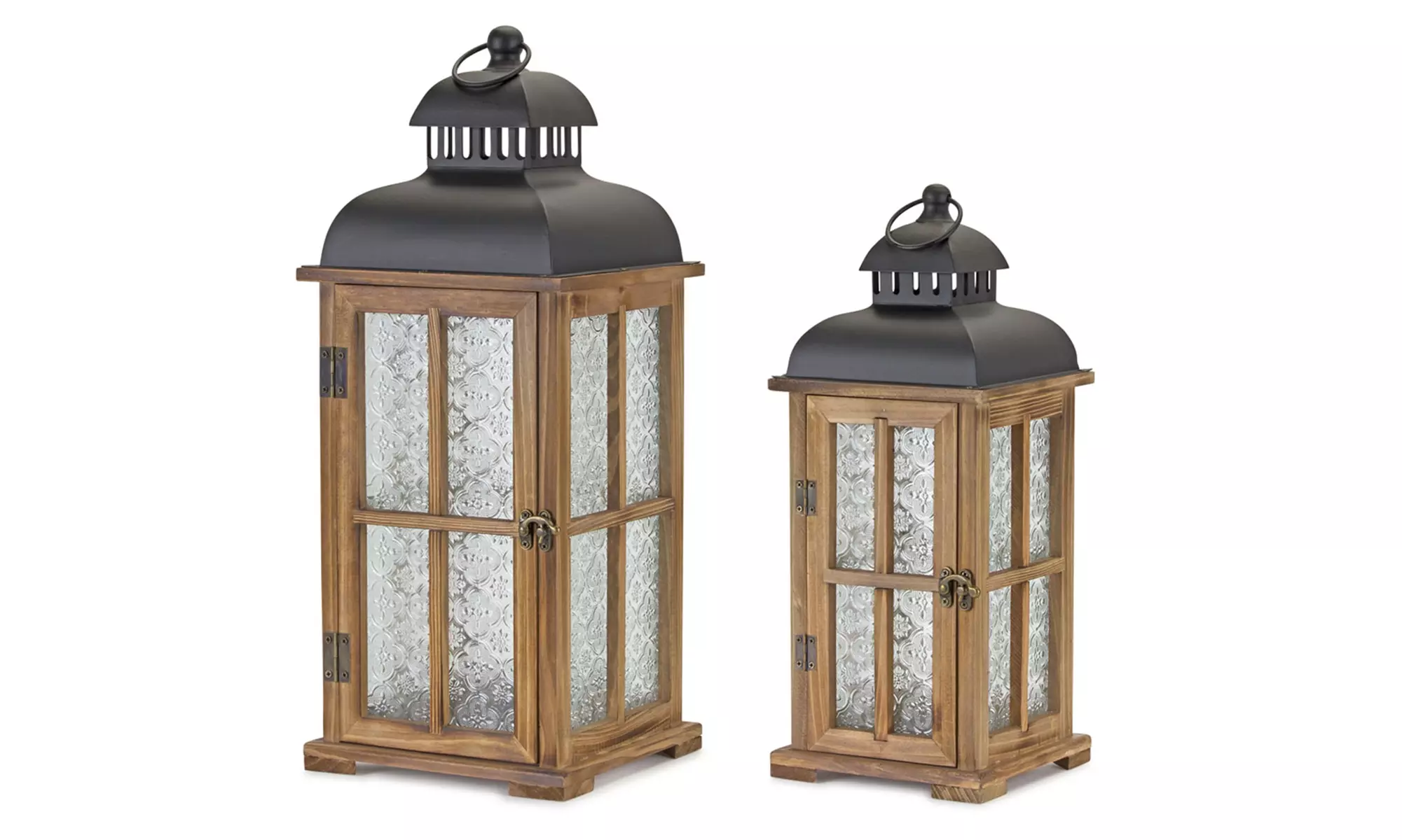Lantern (Set of 2) 15.5"H, 19.25"H Wood/Metal - Primary Image