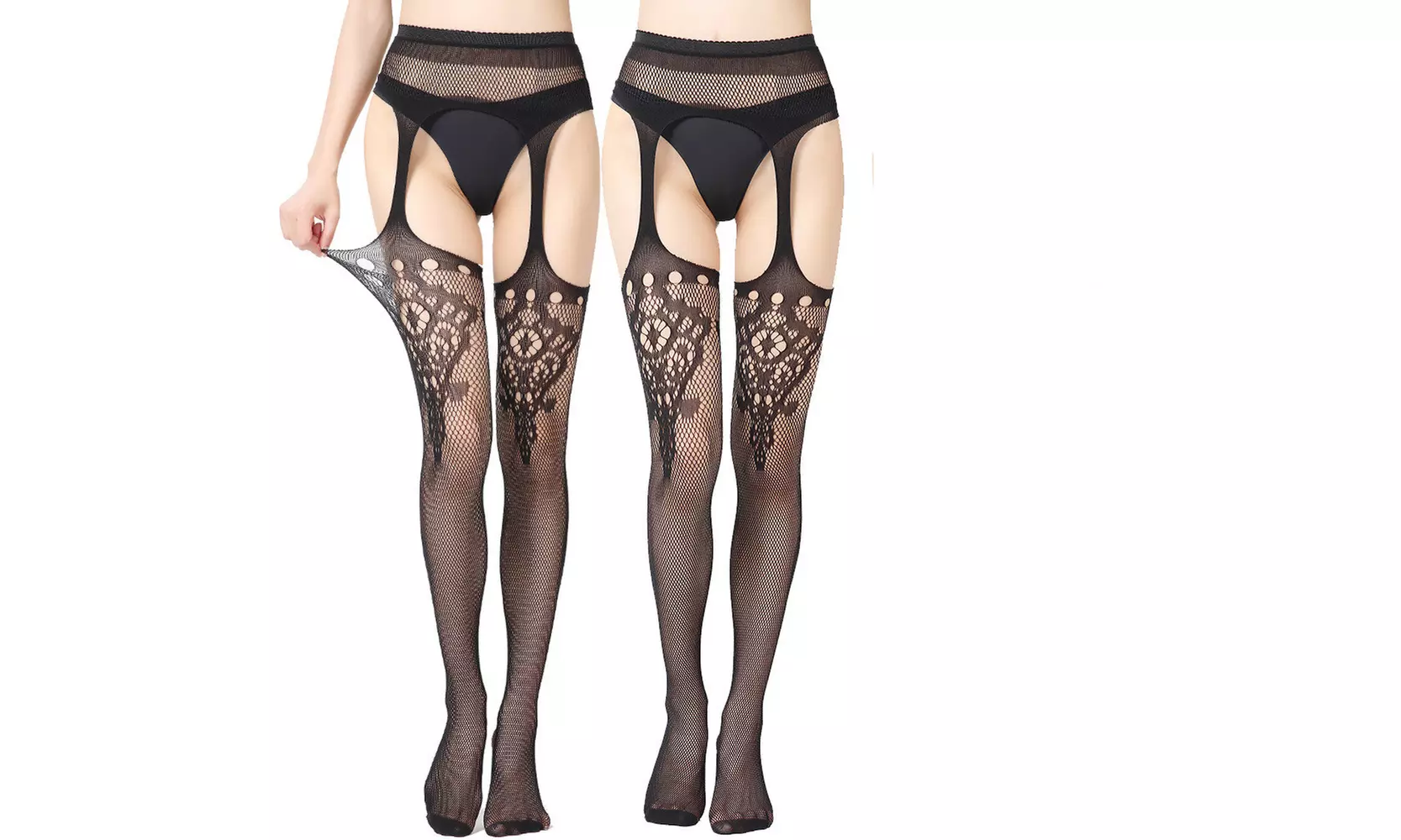 2-Pack Fishnet Tights Thigh High Stockings Pantyhose for Women