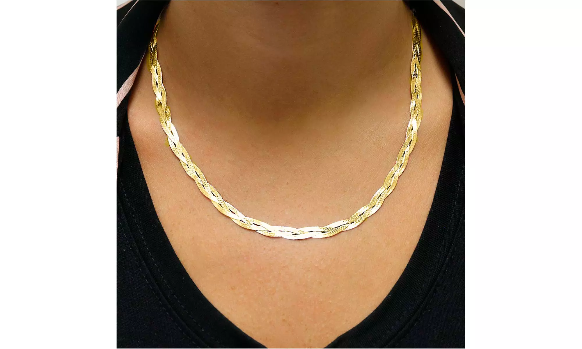 Solid Sterling Silver 6MM or 3MM Diamond Cut Braided Herringbone Necklace