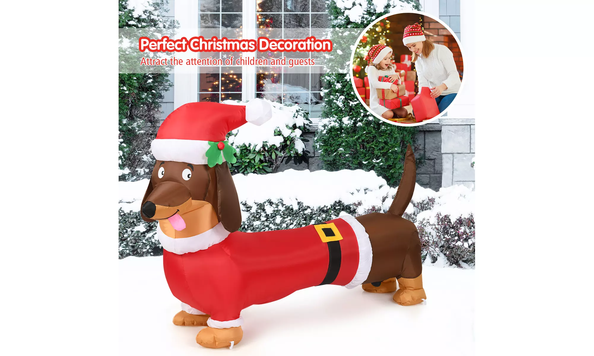 Costway 5 FT Inflatable Christmas Dog w/ LED Lights Blow Up