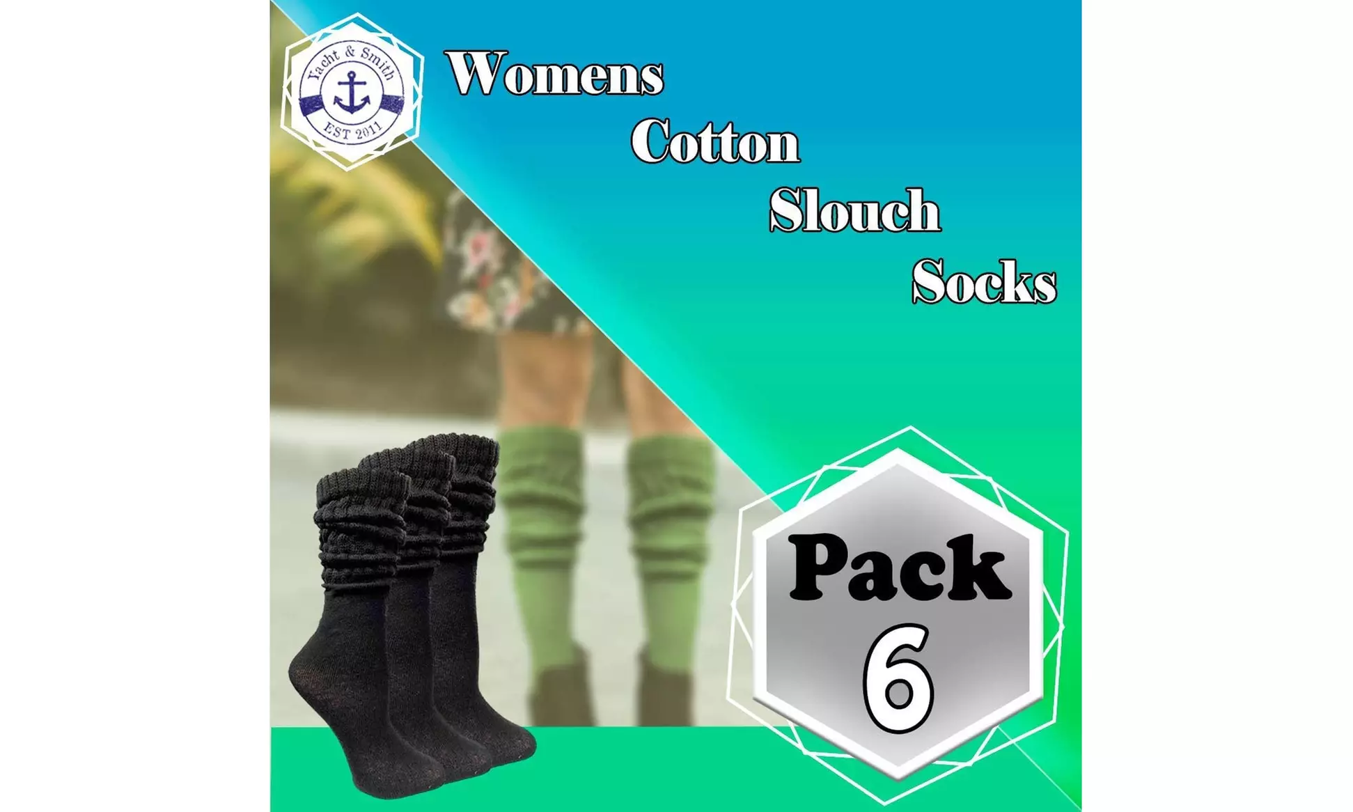 6 Pairs of Womens Slouch Socks, Scrunchie Boot Sock Colorful