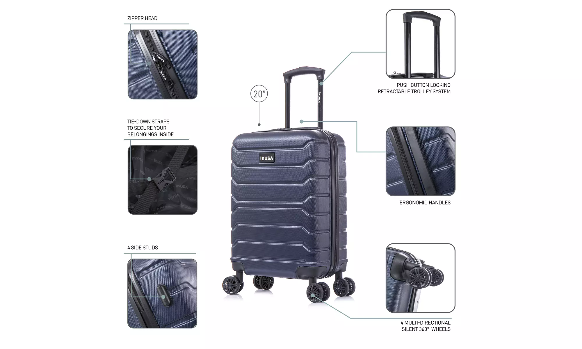 InUSA Trend lightweight hardside spinner luggage 20'', 24", 28" 
