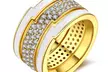 18K Gold Plated Micro Crystal Enamel Band Ring - Two Options Available - Second Medium