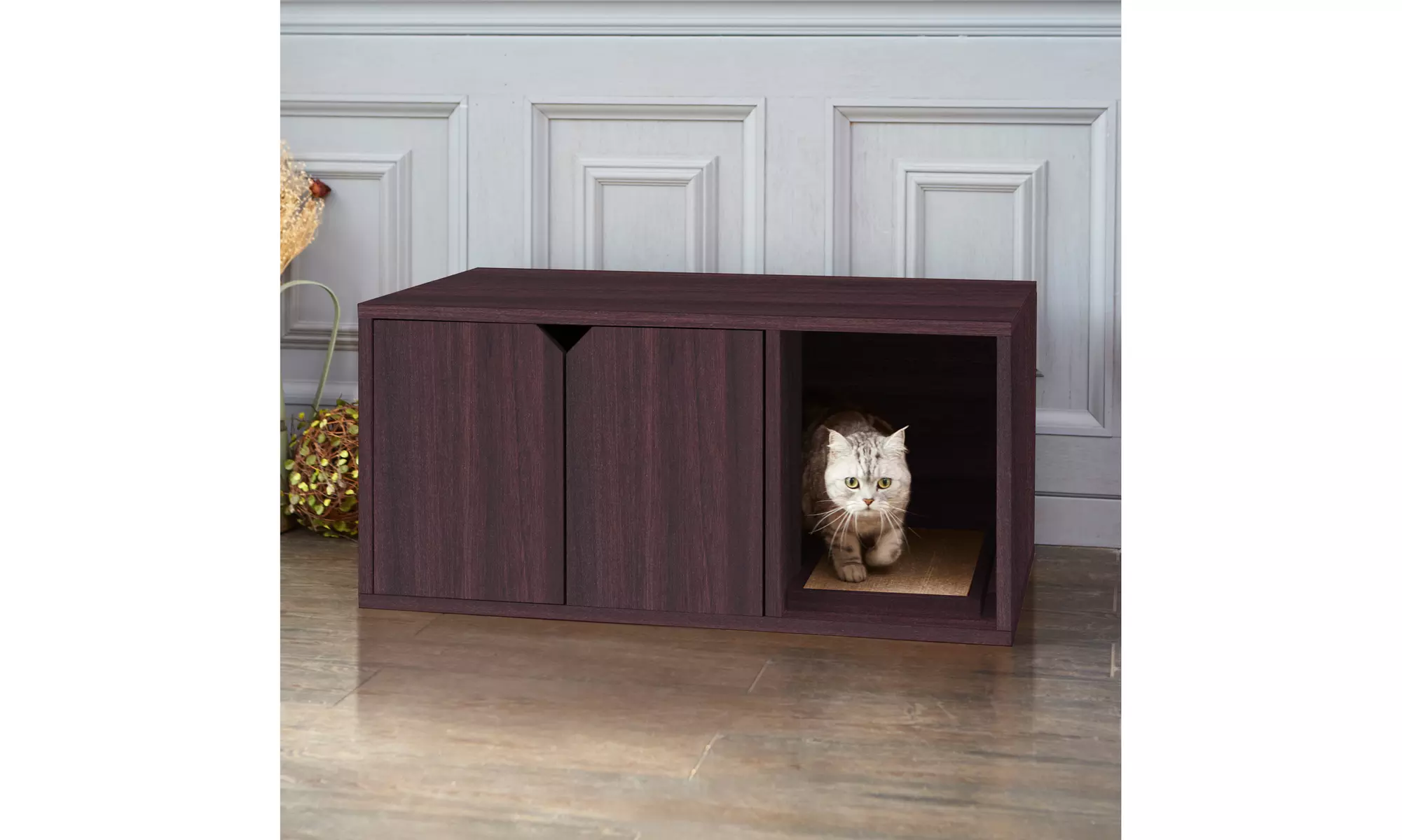Way Basics Eco Tool-Free Assembly Modern Cat Litter Box Furniture, Espresso - Primary Image